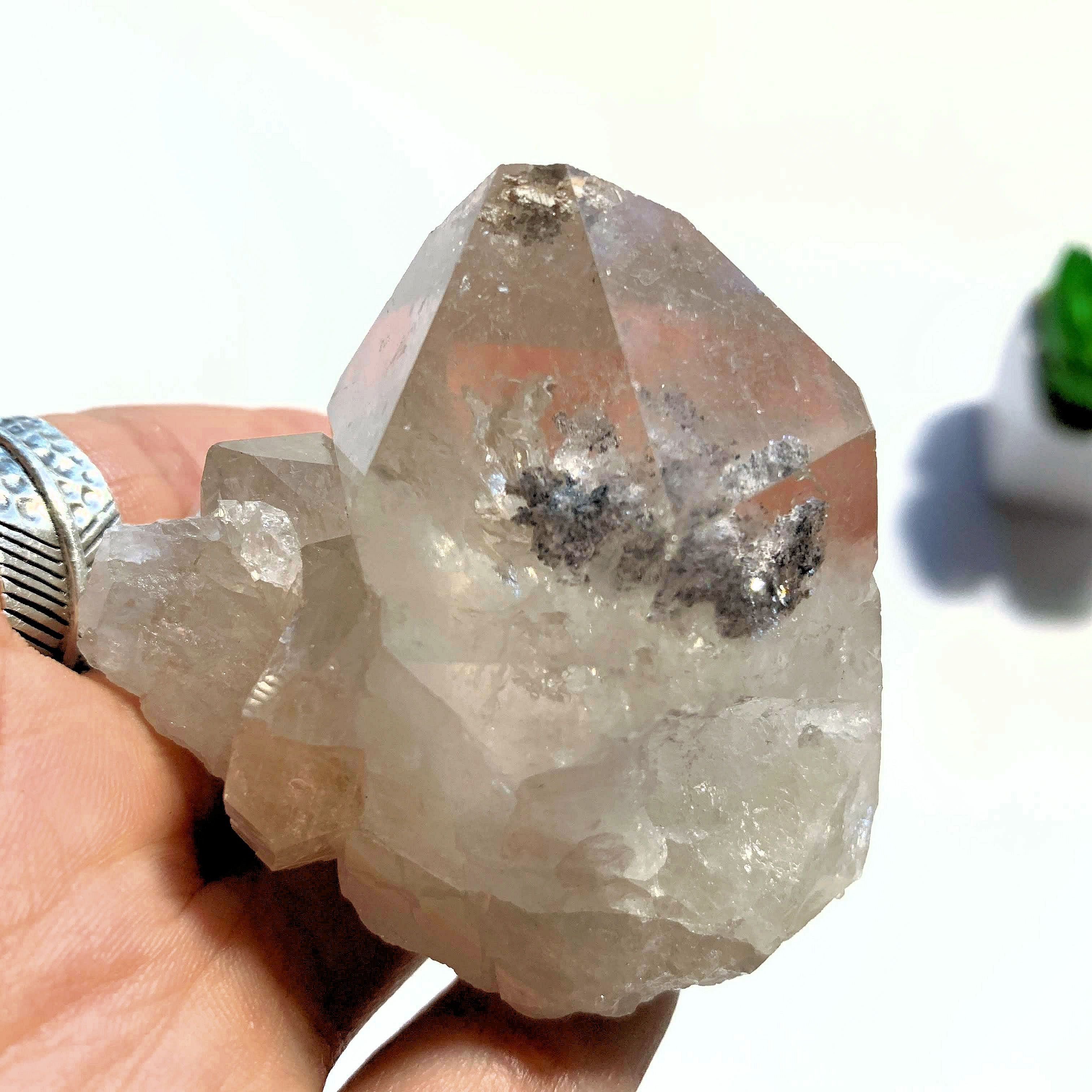 Slightly Smoky Quartz with Chlorite & Shimmering Hematite Inclusions ~Locality Brazil - Earth Family Crystals