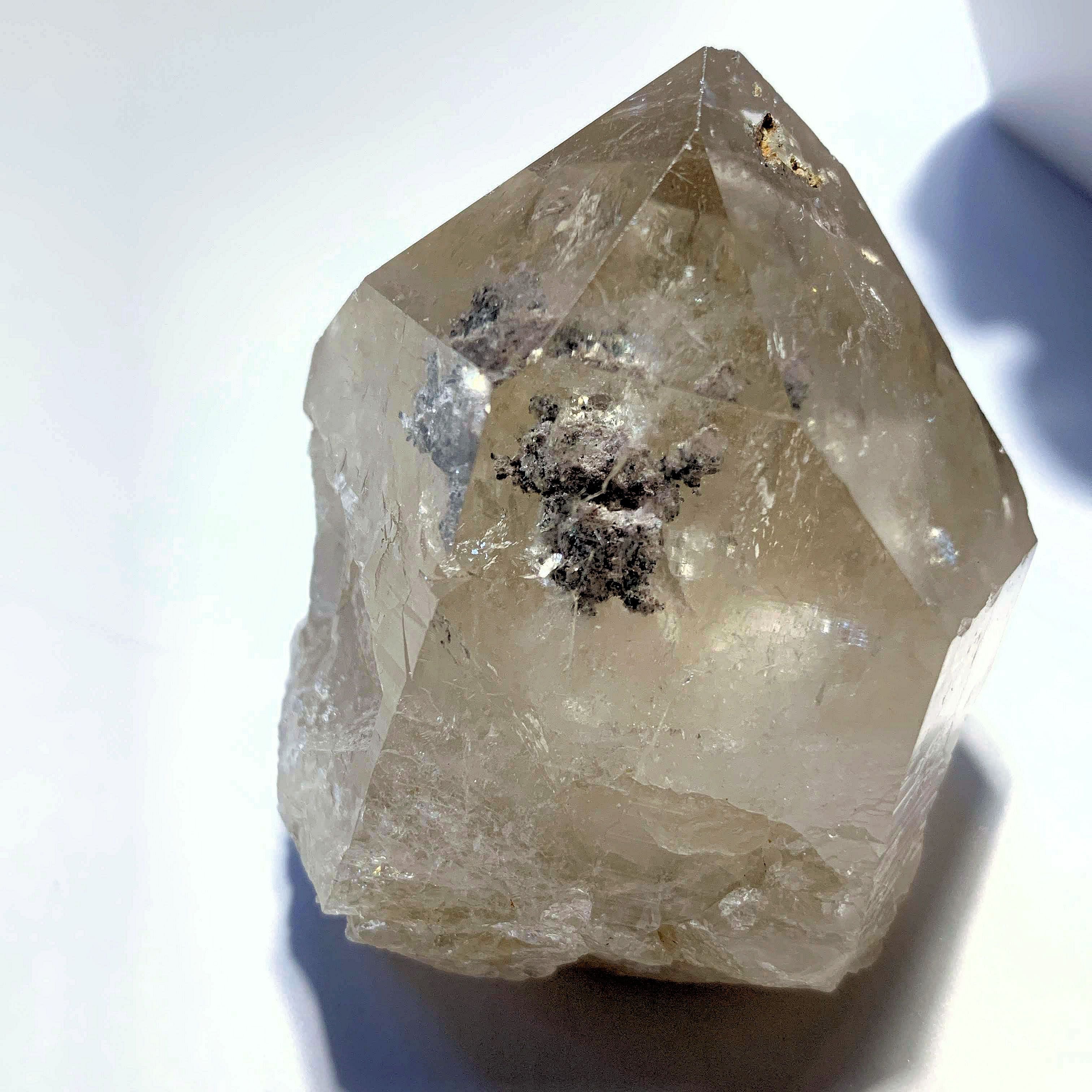 Slightly Smoky Quartz with Chlorite & Shimmering Hematite Inclusions ~Locality Brazil - Earth Family Crystals