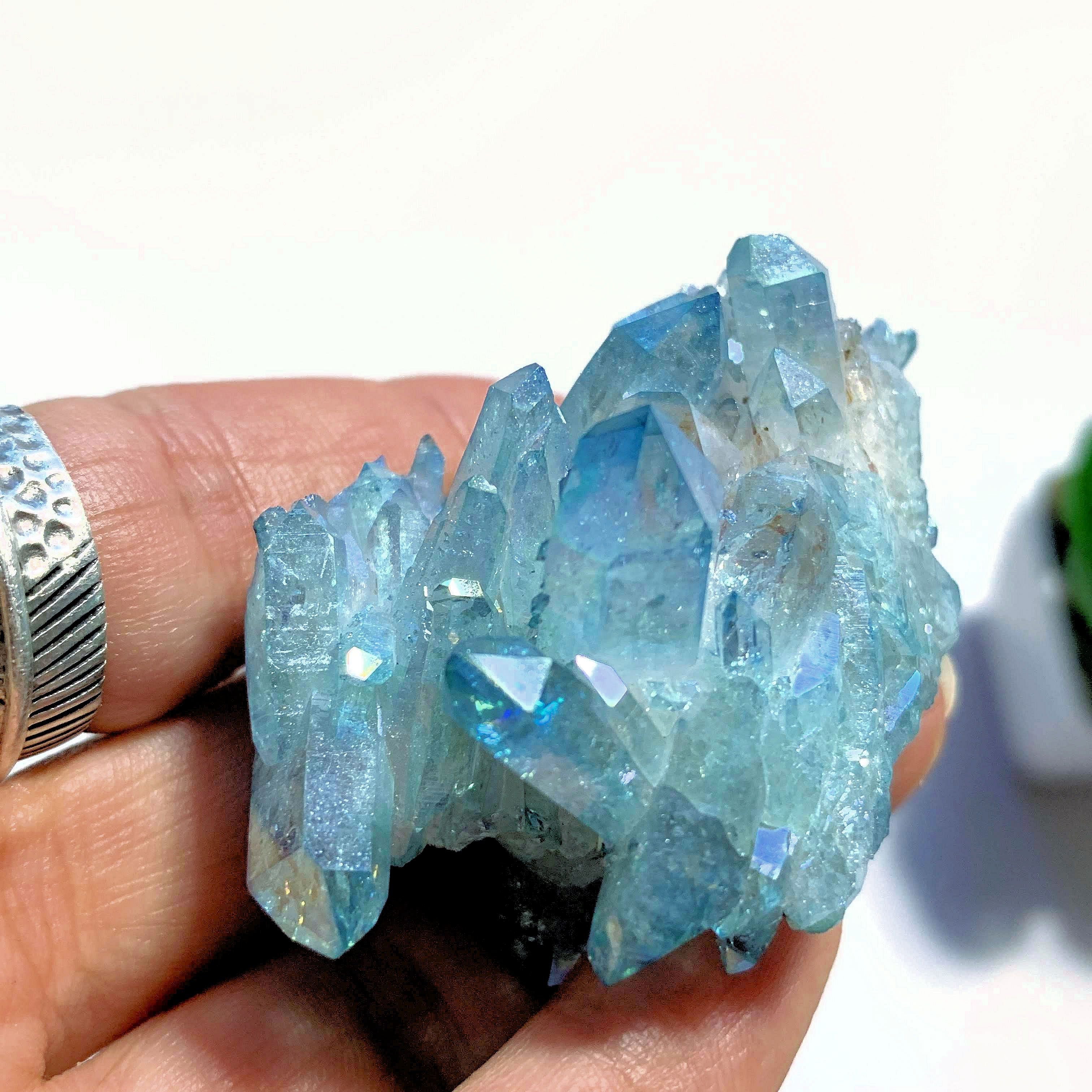 Gorgeous Blue Sparkle Aqua Aura Quartz Cluster ~Locality Arkansas, USA - Earth Family Crystals