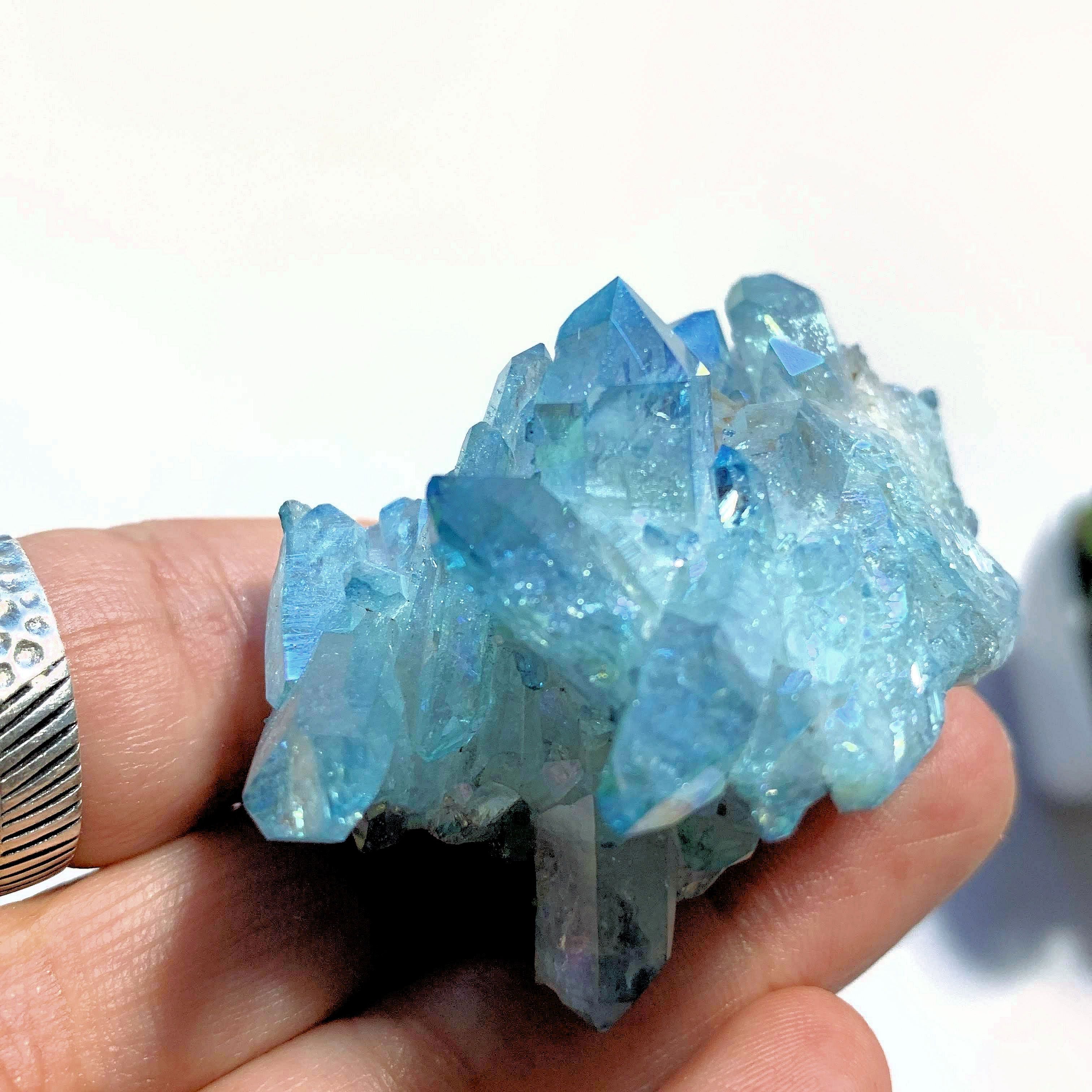 Gorgeous Blue Sparkle Aqua Aura Quartz Cluster ~Locality Arkansas, USA - Earth Family Crystals