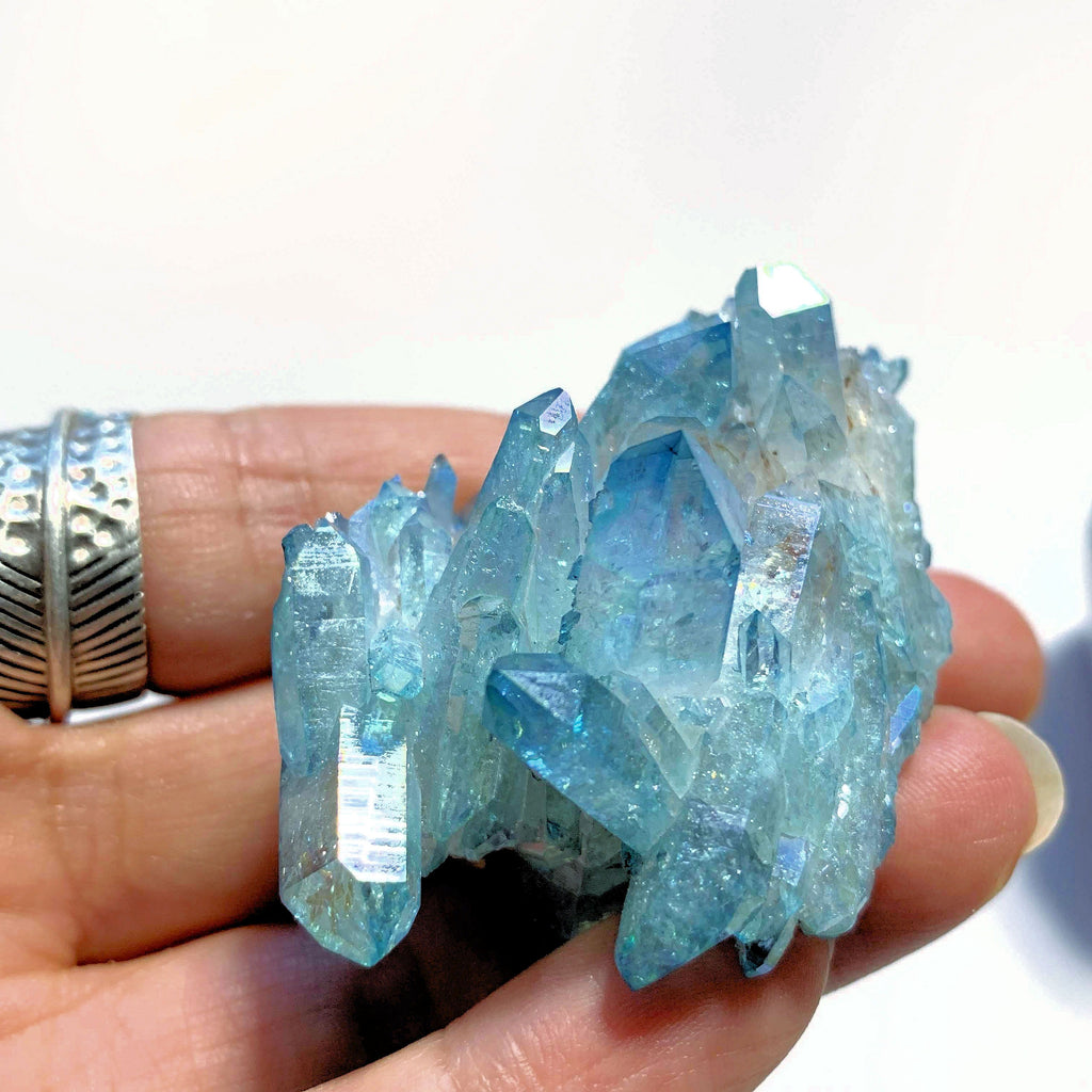 Gorgeous Blue Sparkle Aqua Aura Quartz Cluster ~Locality Arkansas, USA - Earth Family Crystals