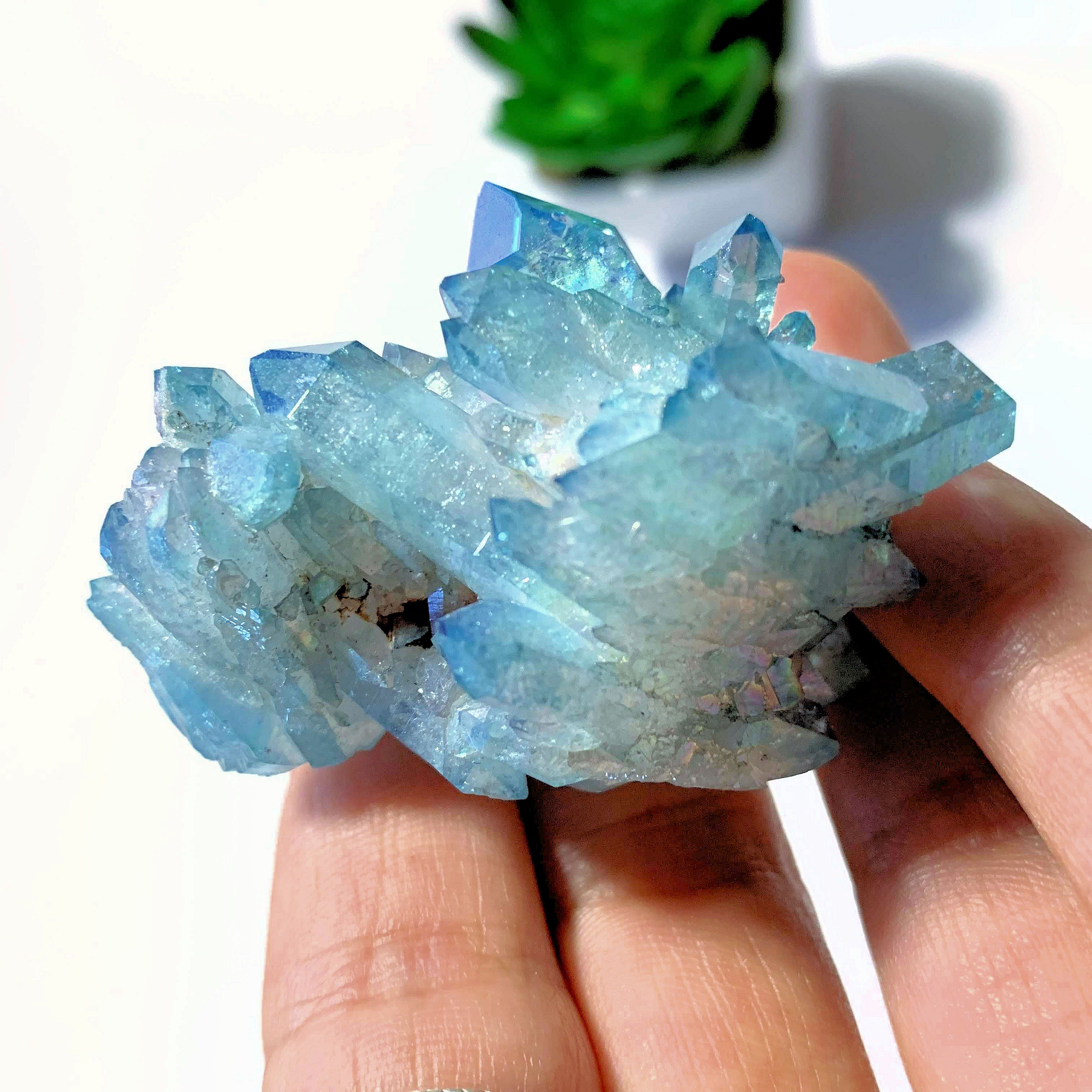 Gorgeous Blue Sparkle Aqua Aura Quartz Cluster ~Locality Arkansas, USA - Earth Family Crystals
