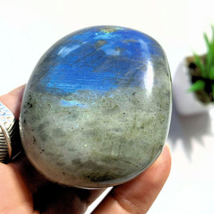 Pretty Blue Flashes Labradorite Palm Stone From Madagascar