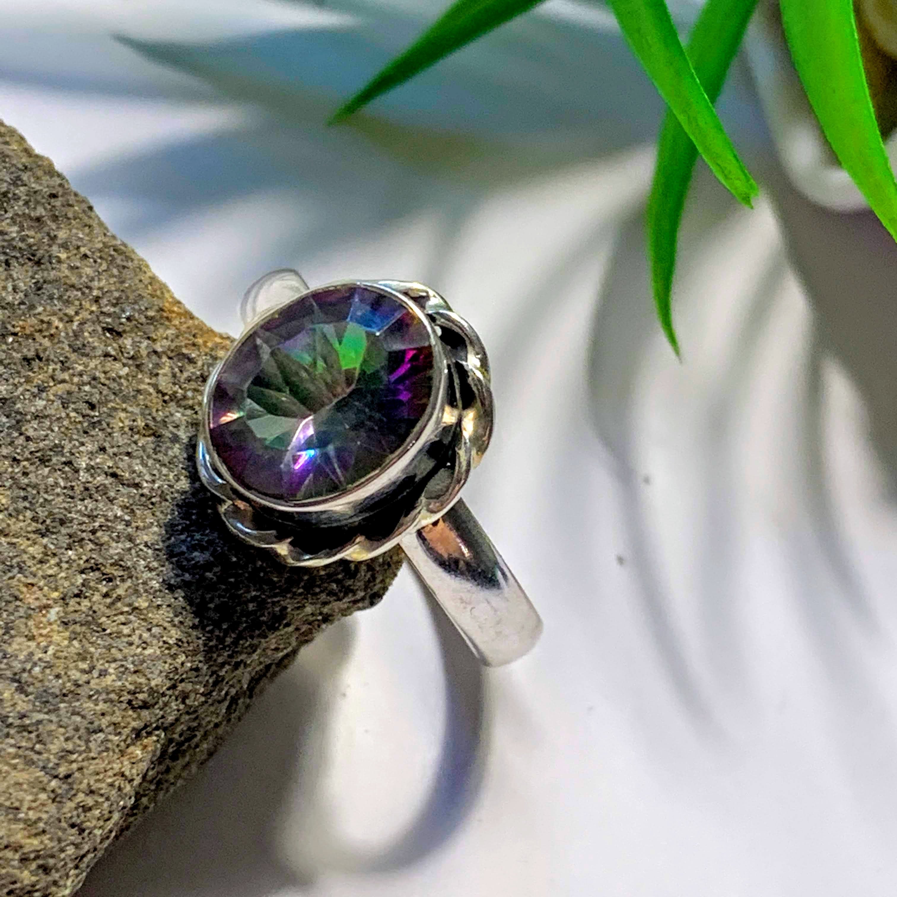 Enchanting Rainbows~ Faceted Mystic Topaz Sterling Silver Ring (Size 9.5) - Earth Family Crystals