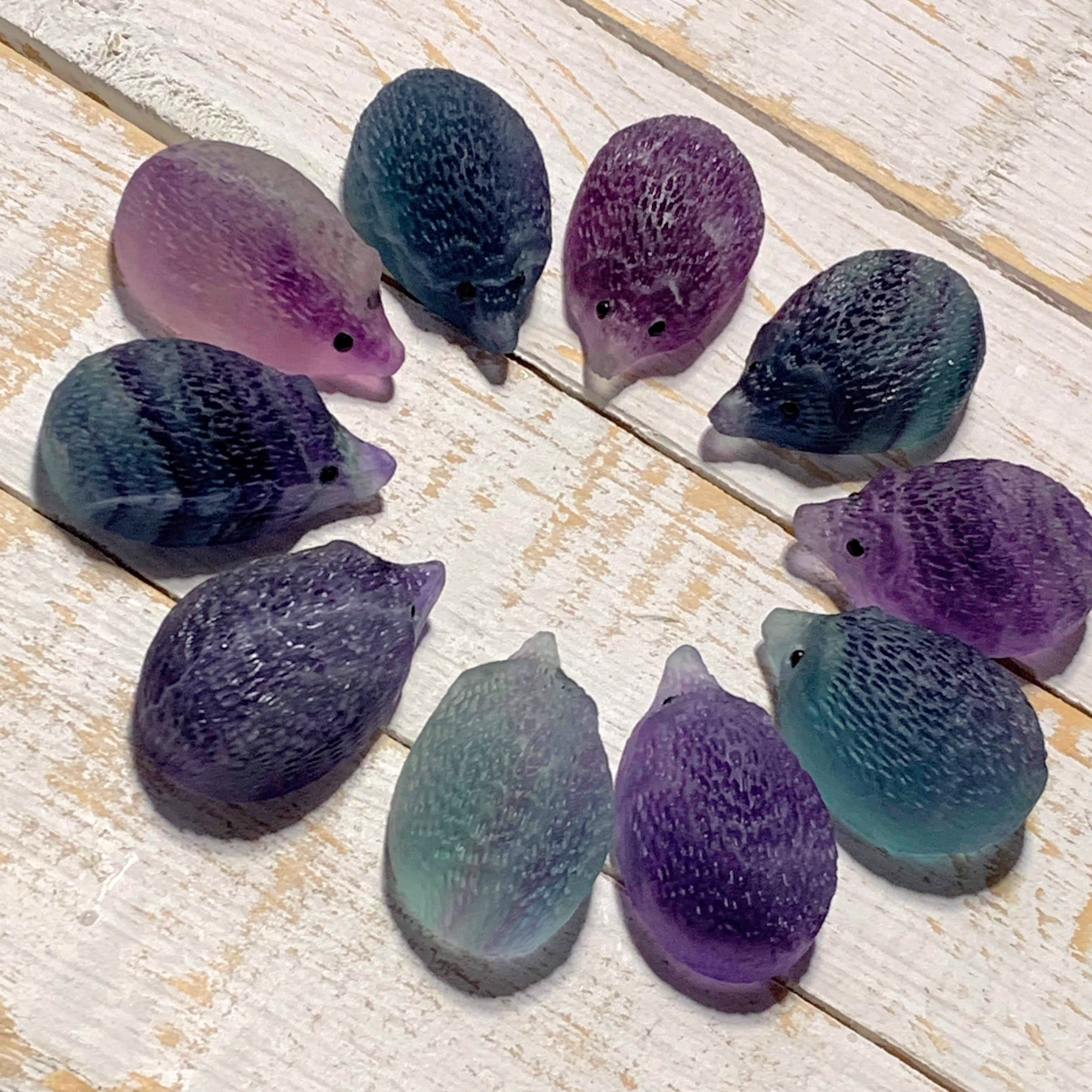 One Adorable Fluorite Hedgehog Carving Specimen - Earth Family Crystals