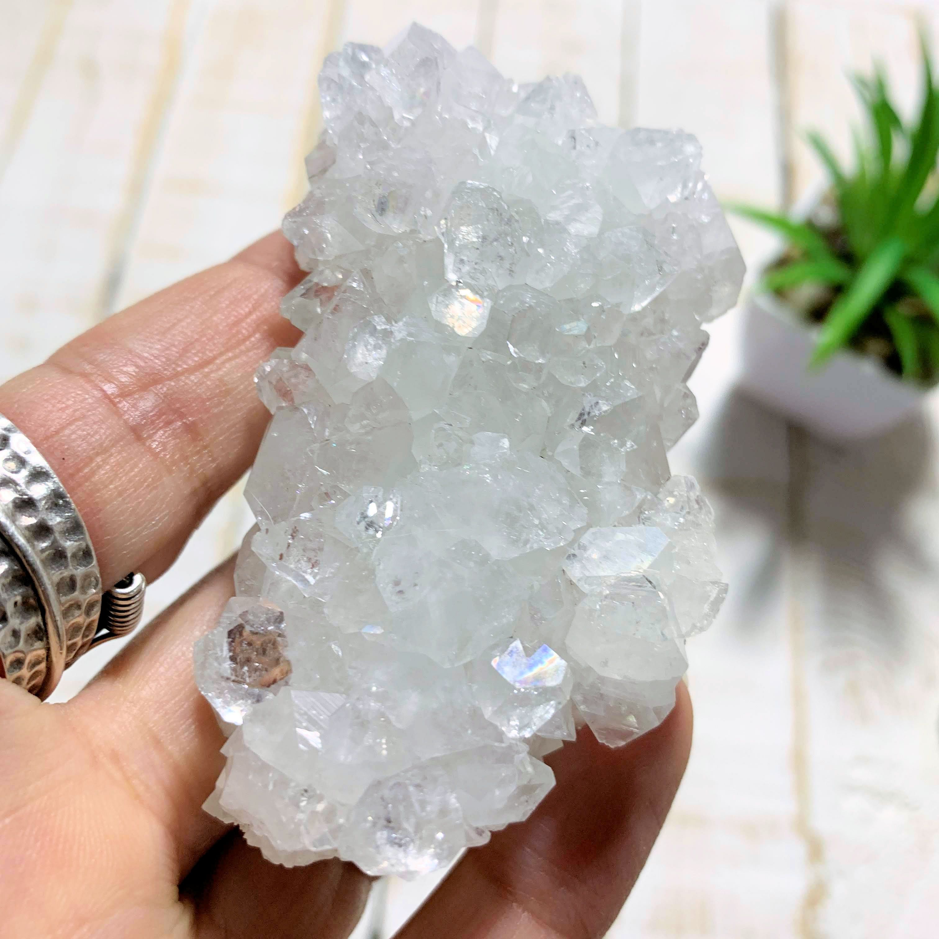 High Vibration Quartz Druzy & Clear Apophyllite Specimen Inclusions From India - Earth Family Crystals