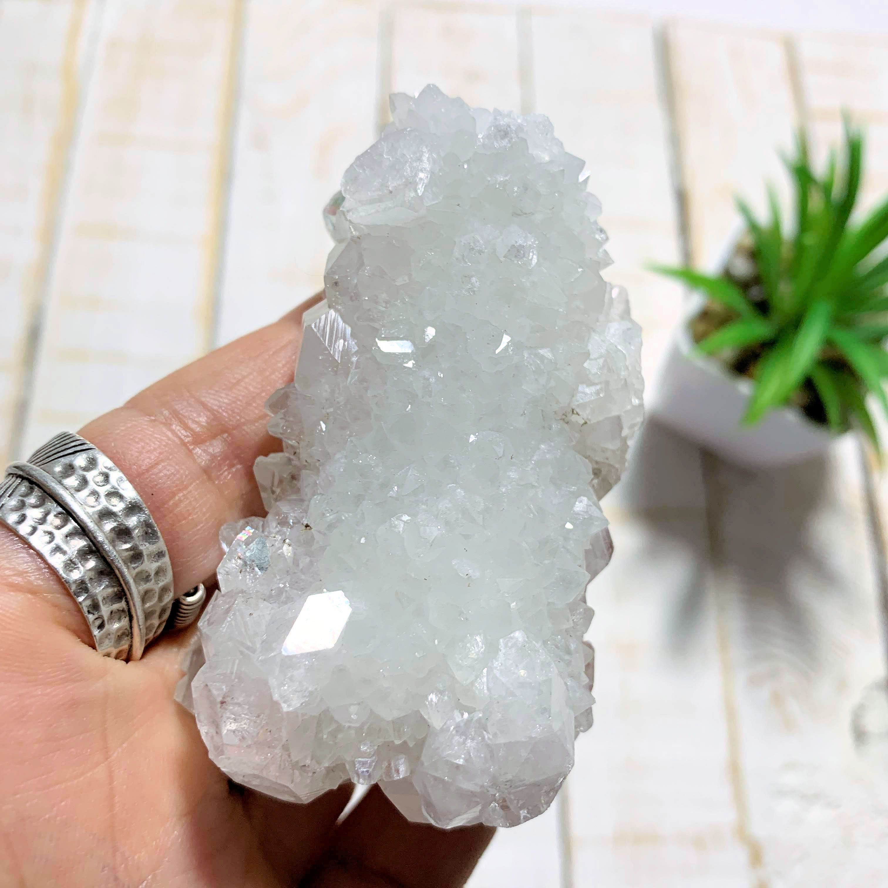 High Vibration Quartz Druzy & Clear Apophyllite Specimen Inclusions From India - Earth Family Crystals