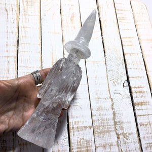 Rainbow Loaded Clear Quartz Large Merlin Wizard With Quartz Crystal Ball Display Carving~Locality Brazil - Earth Family Crystals