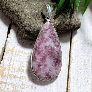 Shimmering Lilac Lepidolite & Milky Quartz Sterling Silver Pendant (Includes Silver Chain) #1