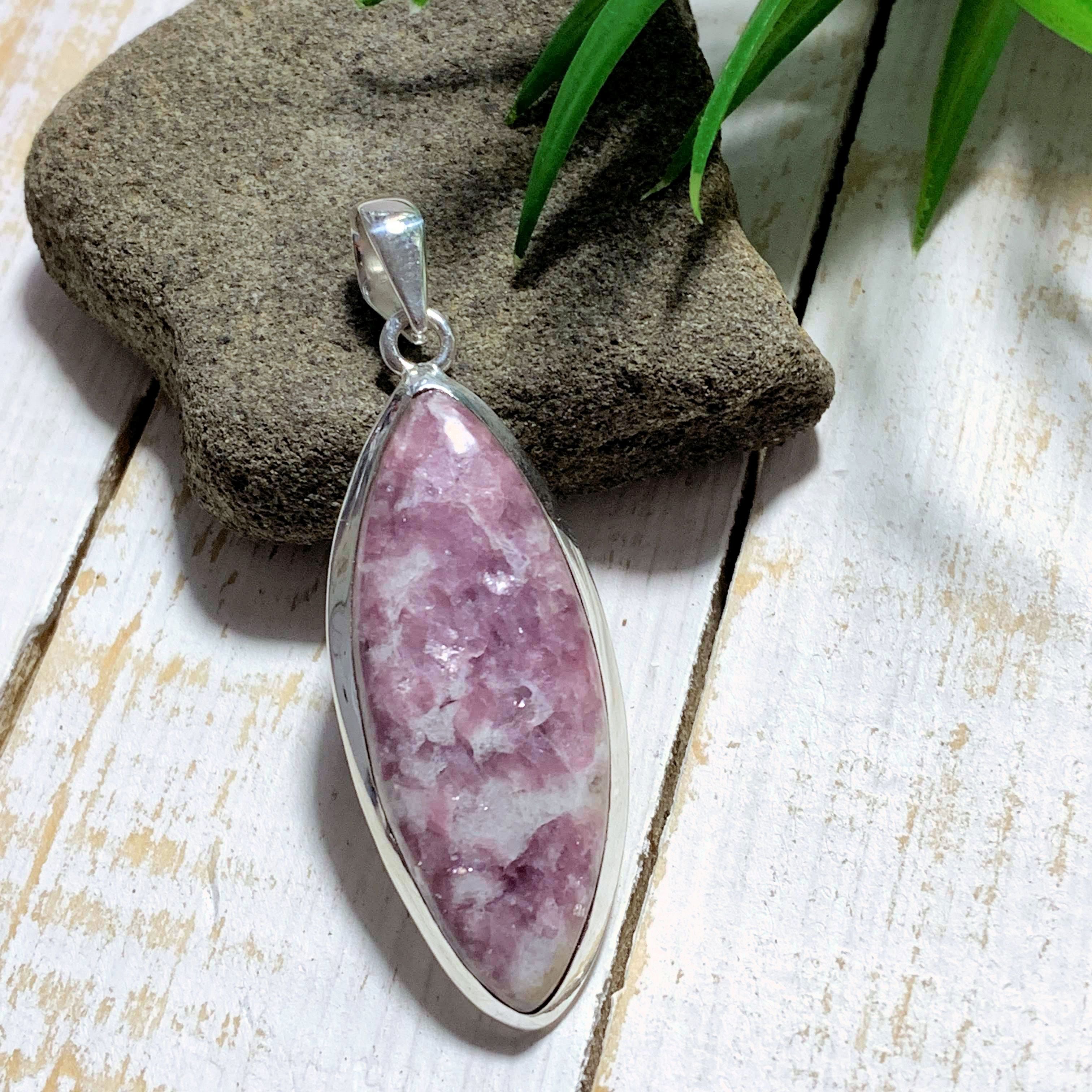 Shimmering Lilac Lepidolite & Milky Quartz Sterling Silver Pendant (Includes Silver Chain) #2