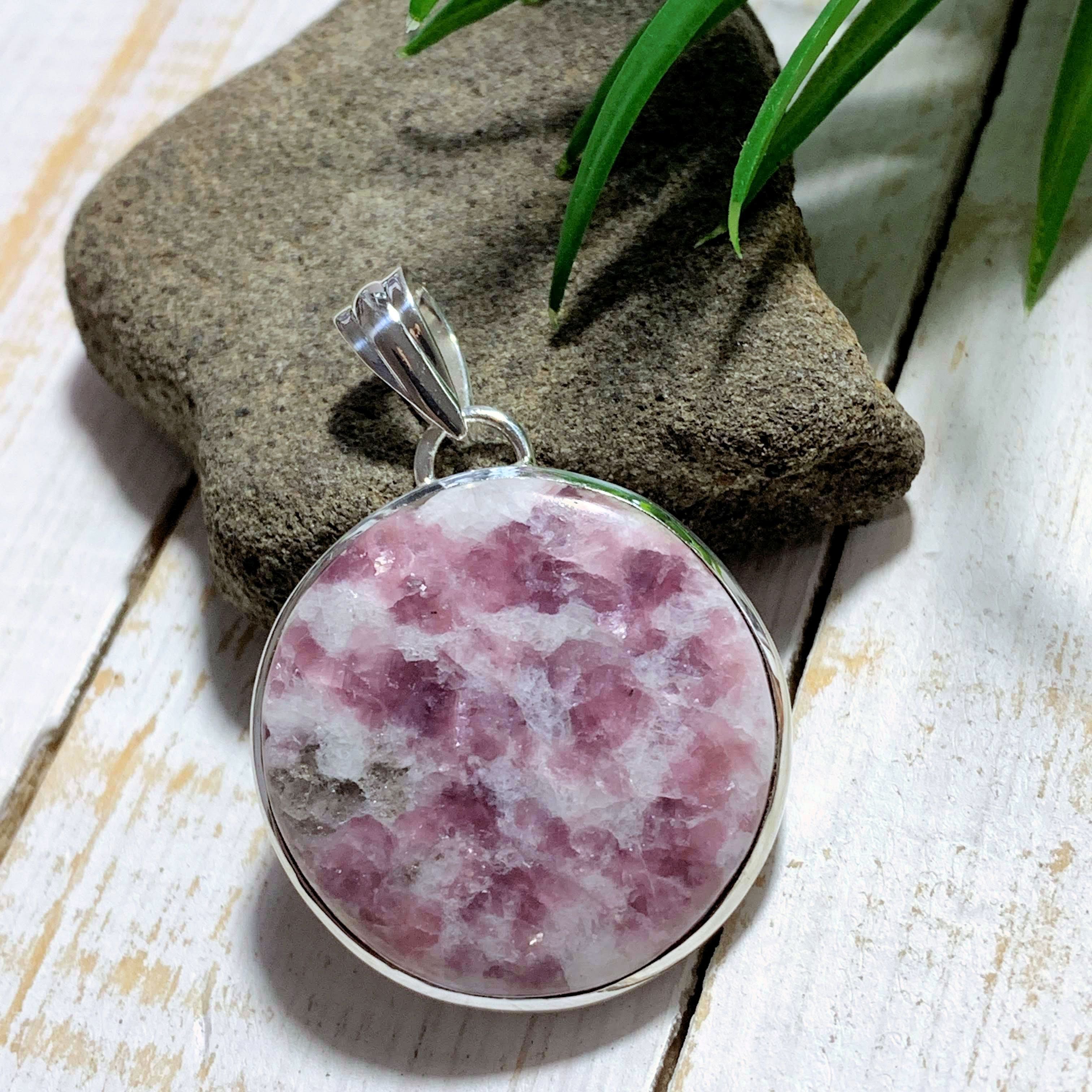 Shimmering Lilac Lepidolite & Milky Quartz Large Sterling Silver Pendant (Includes Silver Chain) #3