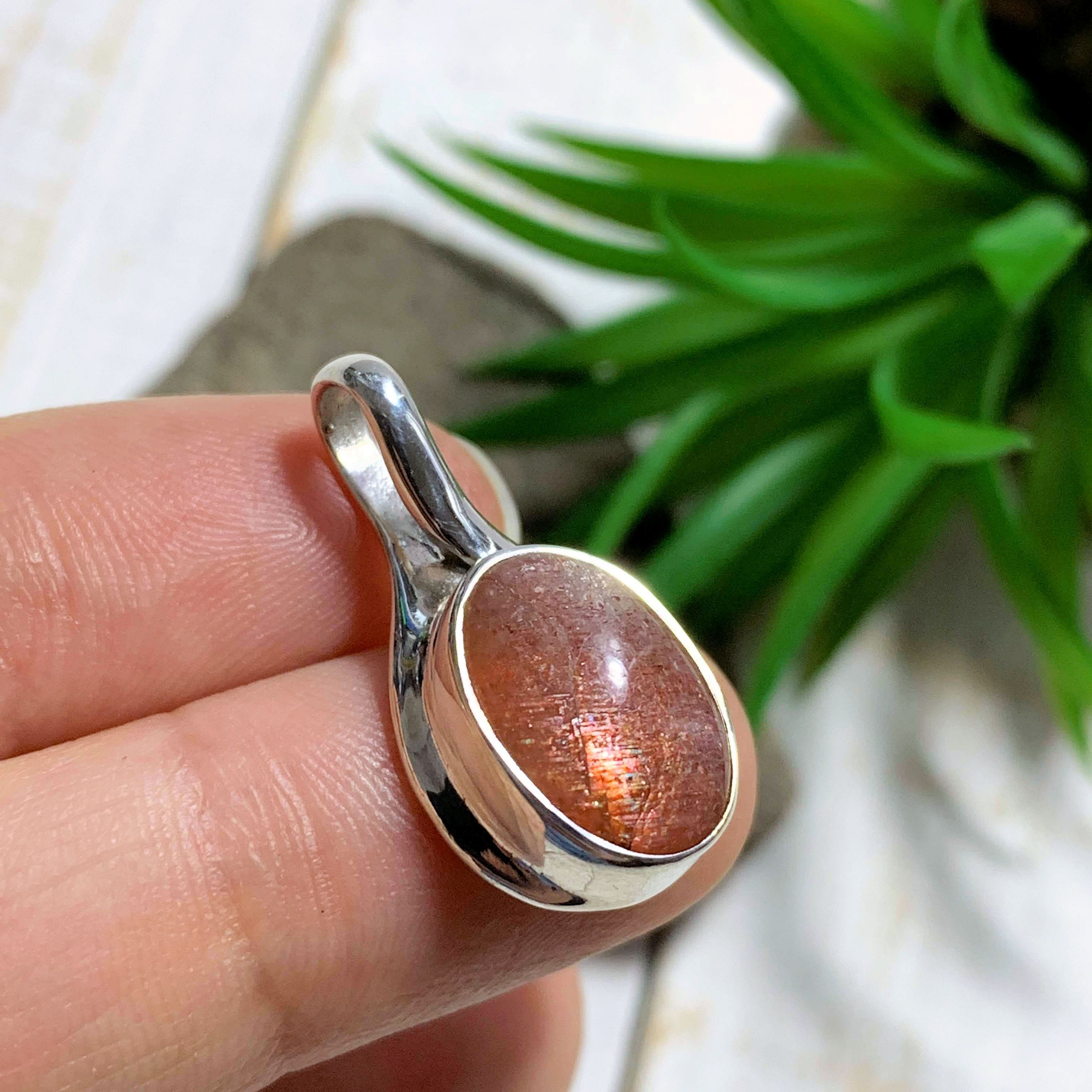 Uplifting Orange Sunstone Pendant in Sterling Silver (Includes Silver Chain) - Earth Family Crystals