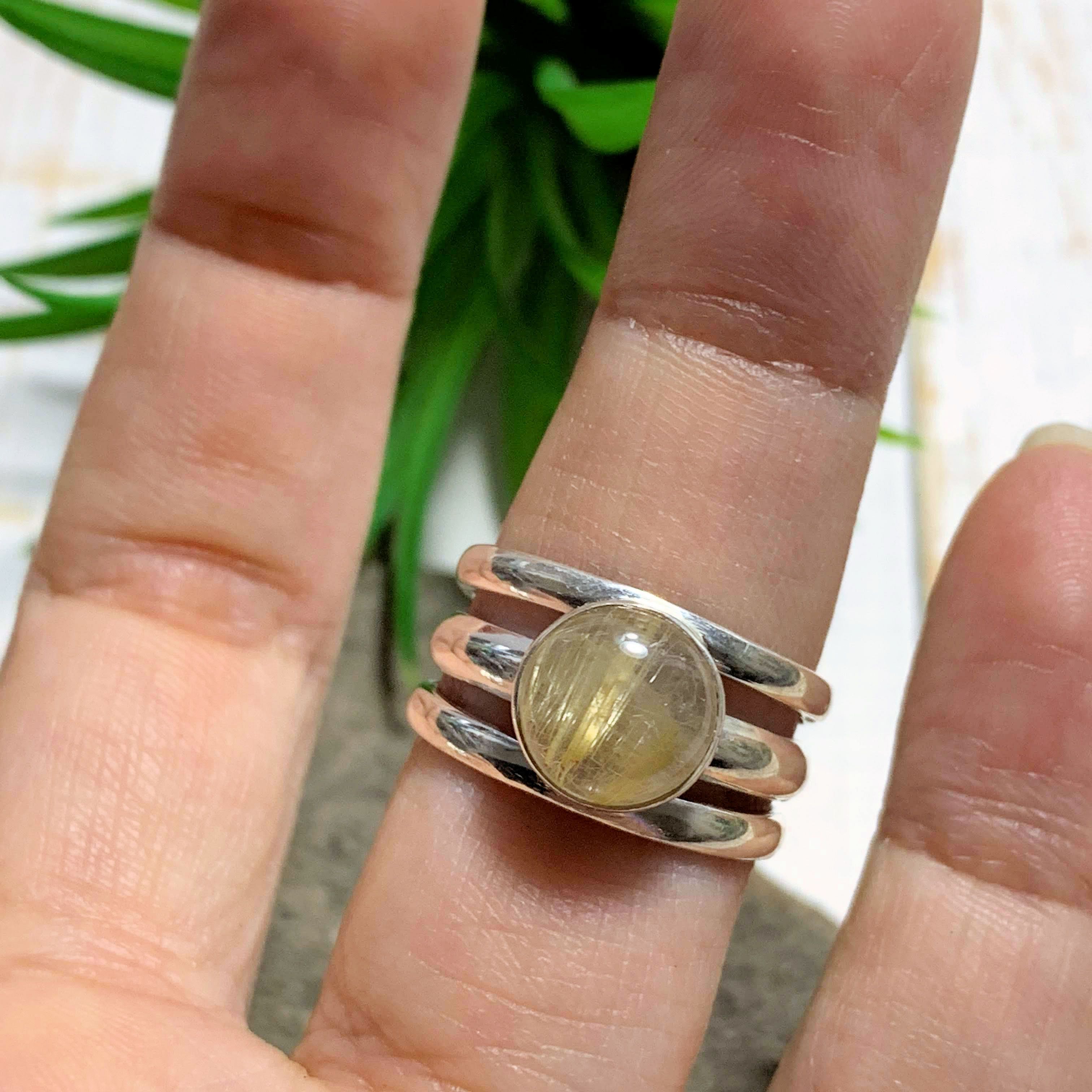 Golden Rutilated Quartz Sterling Silver Ring (Size 7.5) - Earth Family Crystals