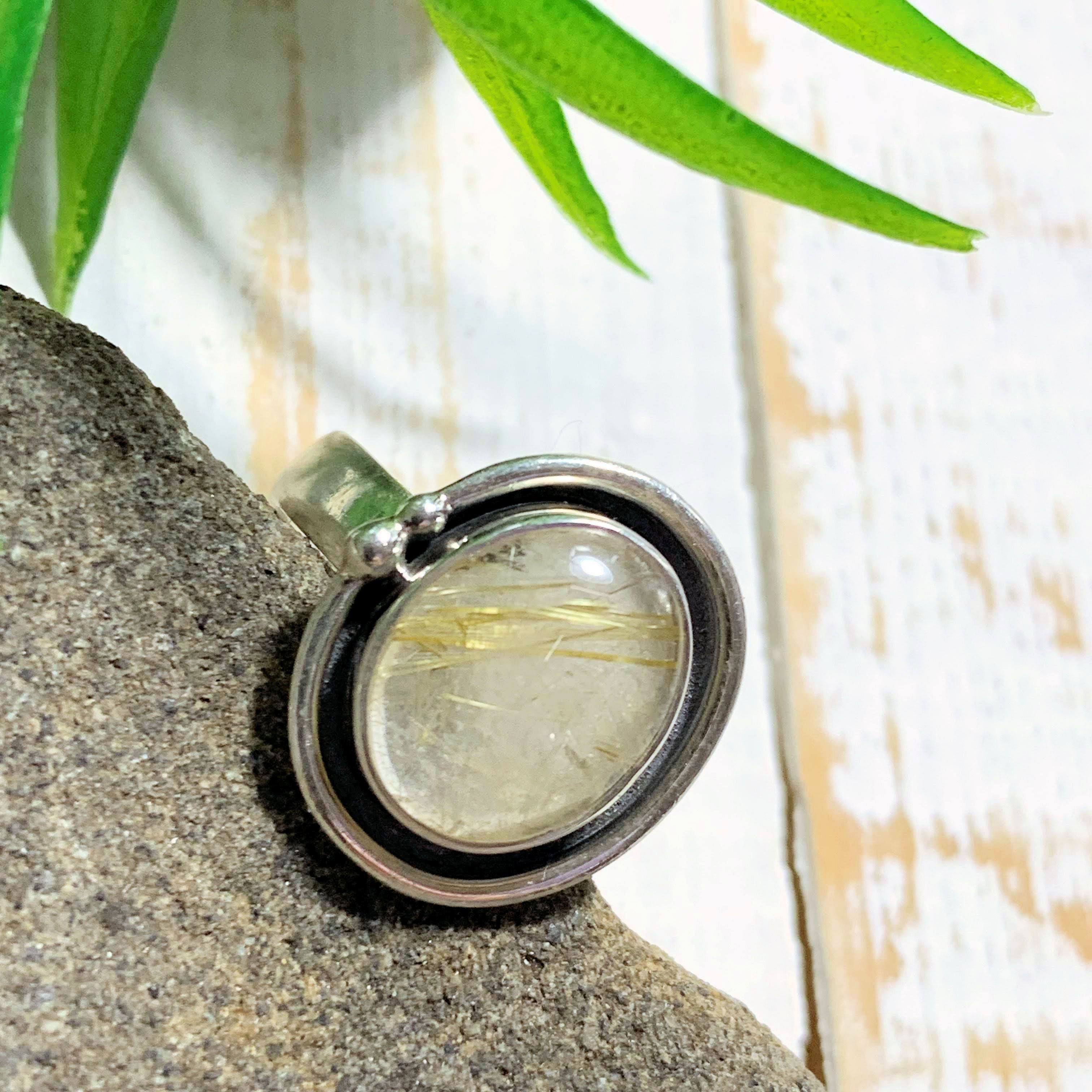 Golden Rutilated Quartz Sterling Silver Ring (Size 7) - Earth Family Crystals