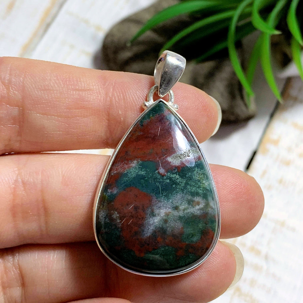 Unique Patterns Bloodstone Pendant in Sterling Silver ( Includes Silver Chain) REDUCED - Earth Family Crystals