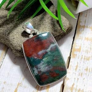 Unique Patterns Bloodstone Pendant in Sterling Silver ( Includes Silver Chain) #2 - Earth Family Crystals