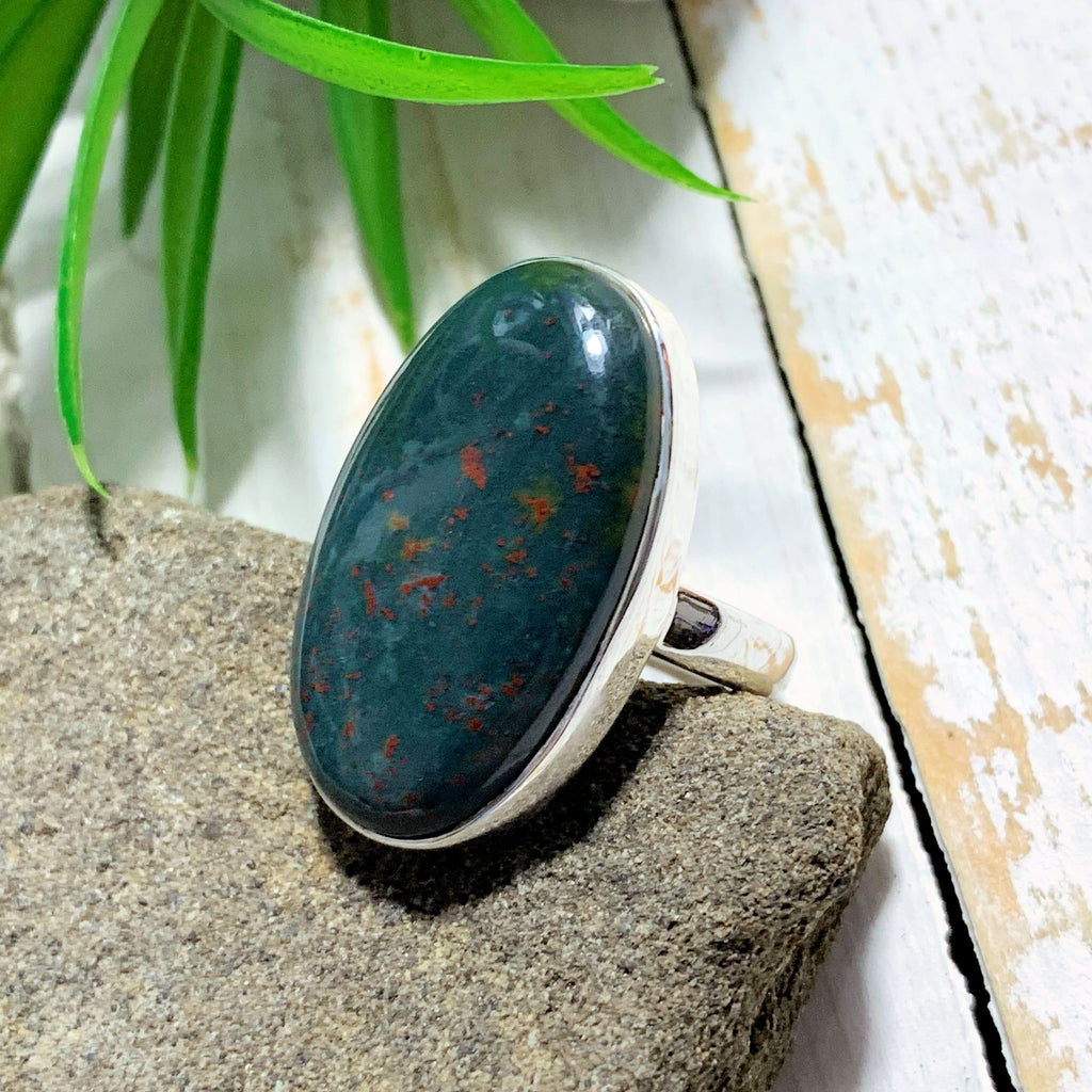 Beautiful Bloodstone Ring in Sterling Silver ( Size: 8.5) - Earth Family Crystals