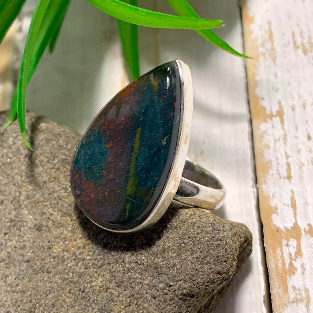 Beautiful Bloodstone Ring in Sterling Silver ( Size: 8) - Earth Family Crystals