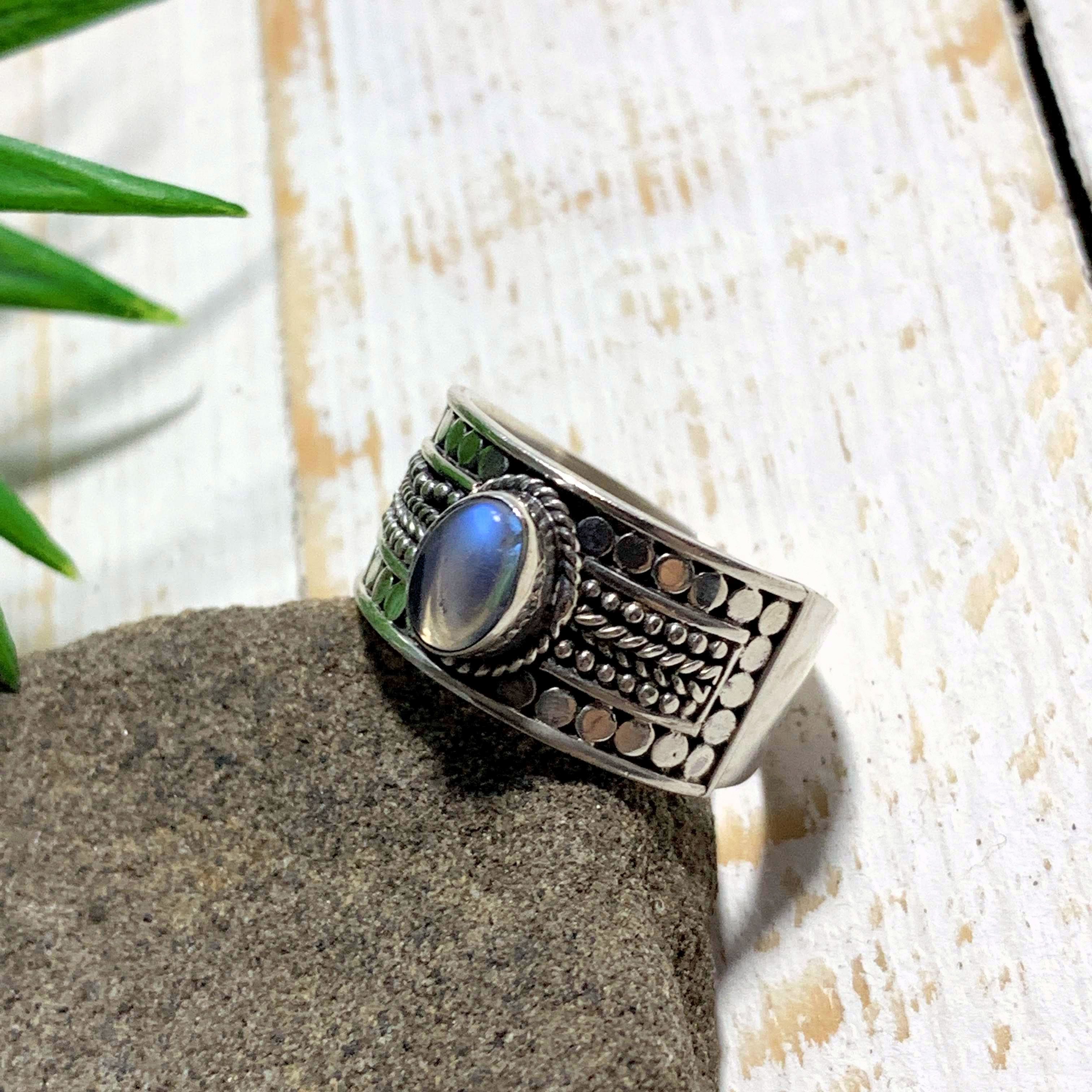 Cute Optical Rainbow Moonstone Ring in Sterling Silver (Size: 9.5) *REDUCED* - Earth Family Crystals