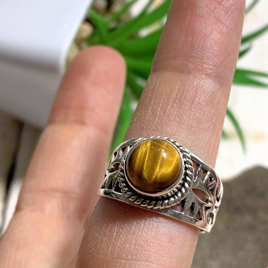 Golden Glow Tiger Eye Sterling Silver Ring (Size 9) - Earth Family Crystals