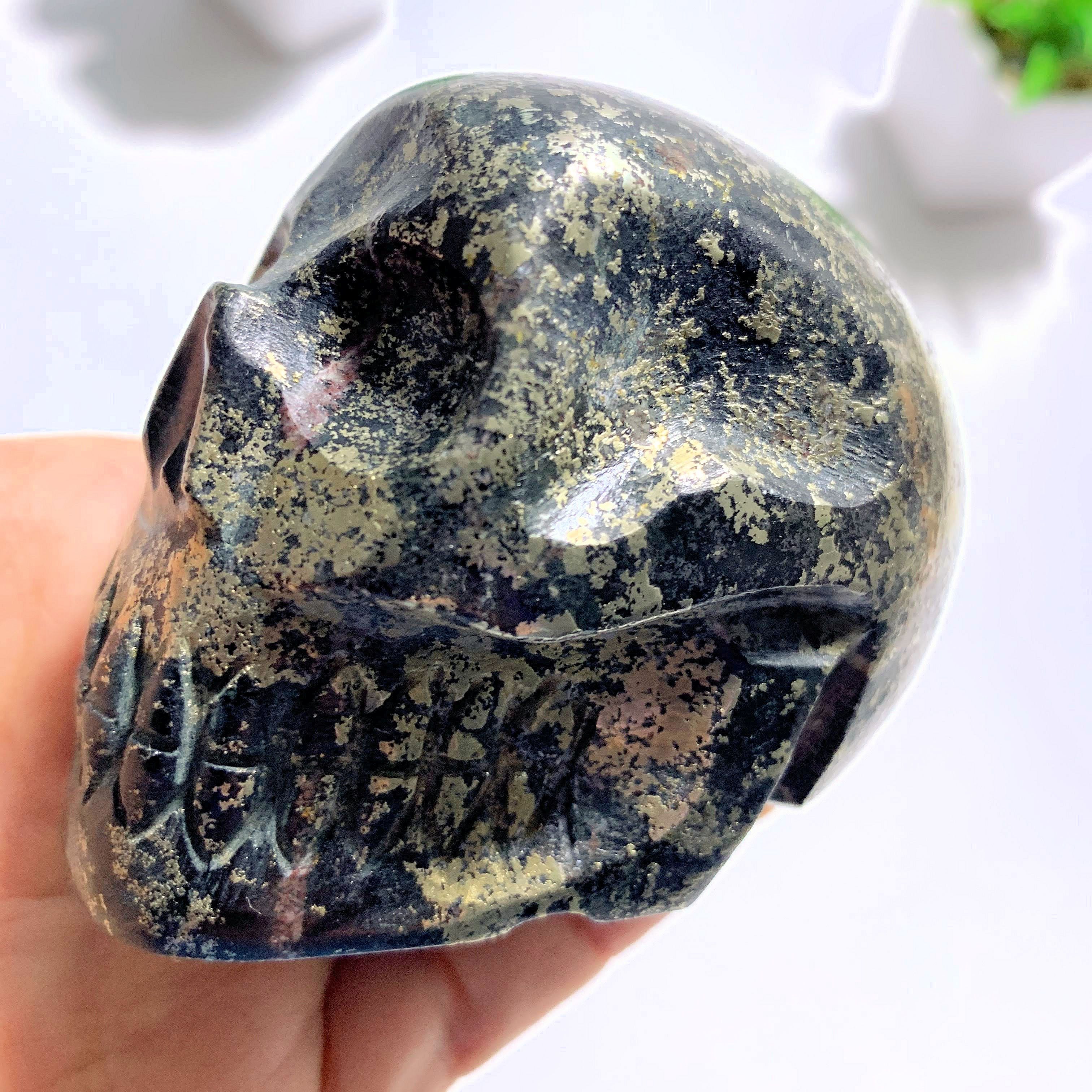 Rare Stone~Healers Gold Skull Carving Specimen From Arizona