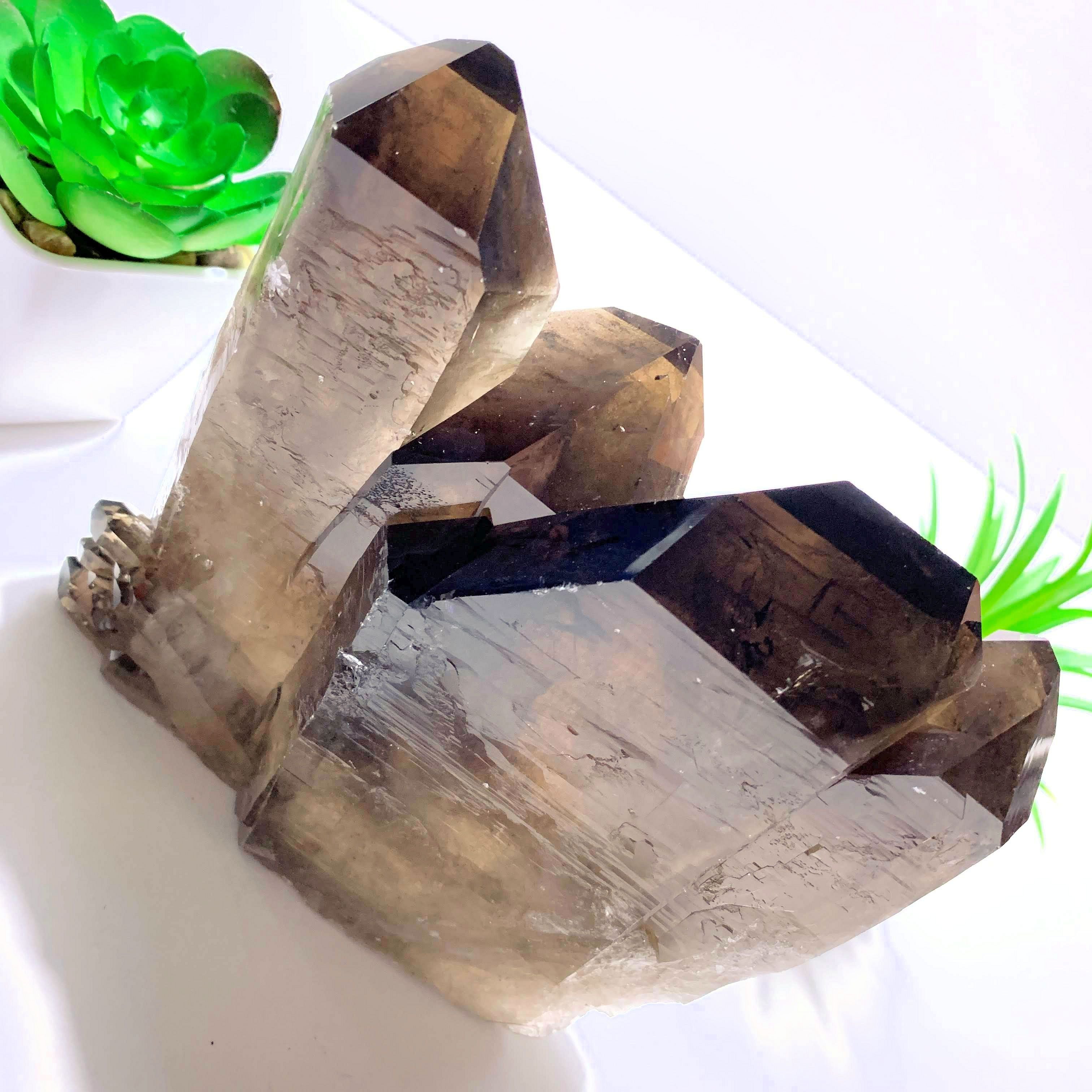 Incredible XL Dark Elestial Smoky Quartz Self Standing Specimen~Locality Brazil