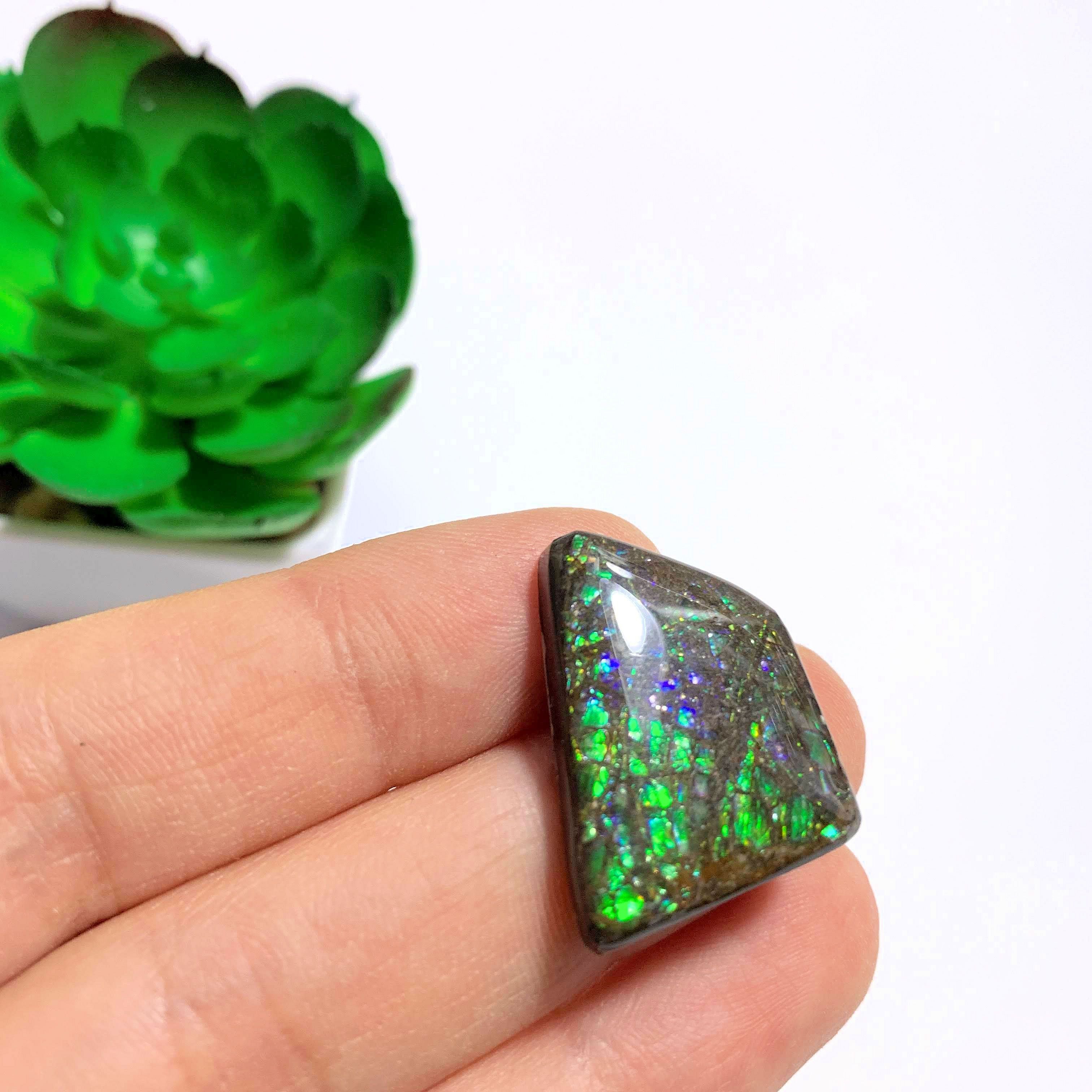 Purple & Green Flashes Alberta Ammolite Cabochon Ideal for Crafting #1