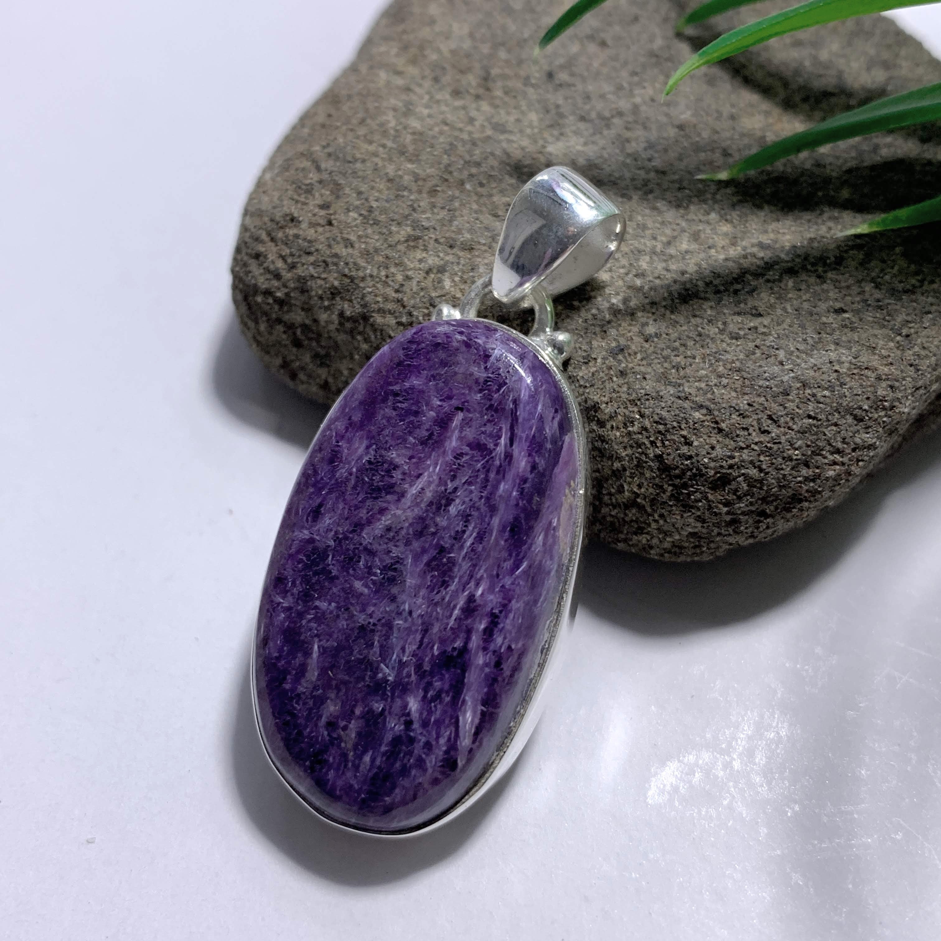Deep Purple Charoite Pendant In Sterling Silver (Includes Silver Chain) #1 - Earth Family Crystals