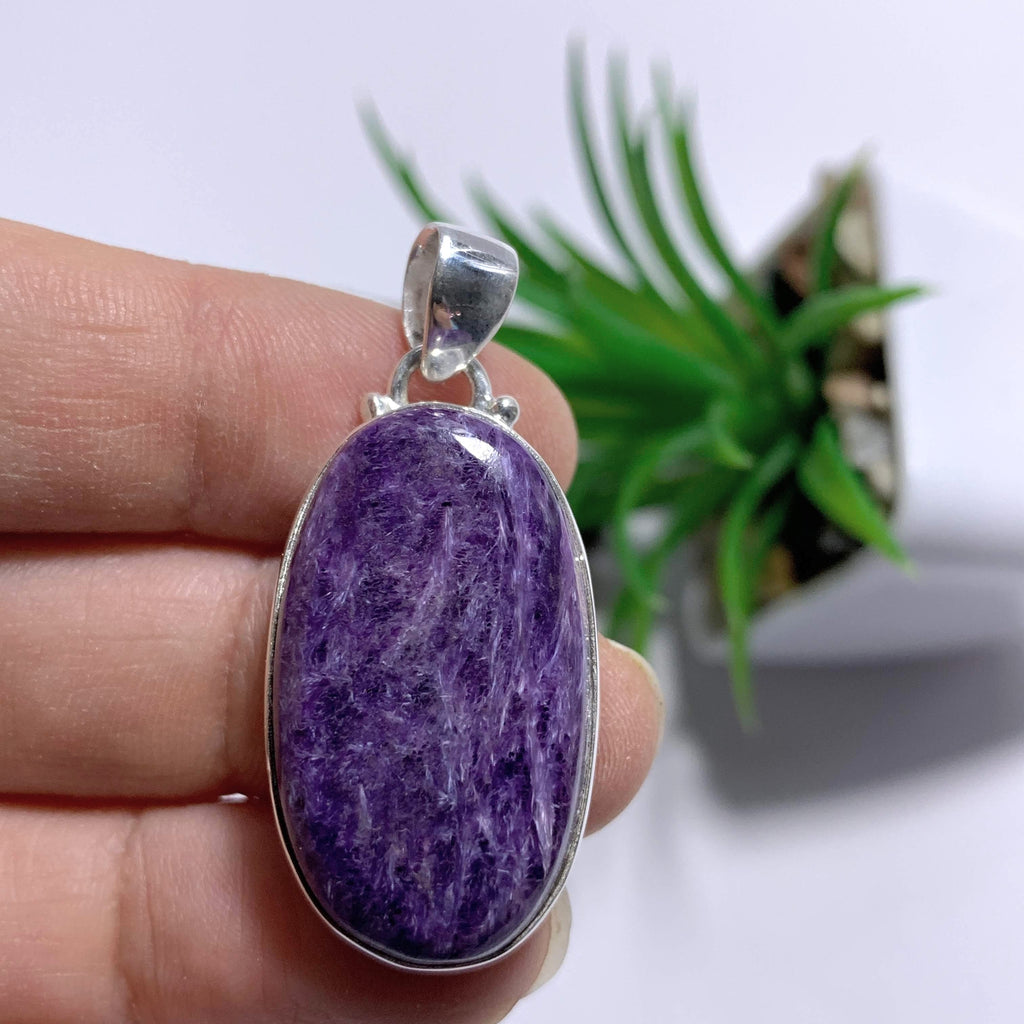 Deep Purple Charoite Pendant In Sterling Silver (Includes Silver Chain) #1 - Earth Family Crystals