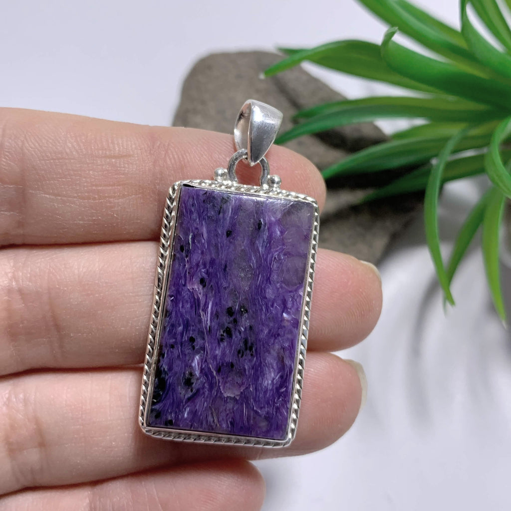 Deep Purple Charoite Pendant In Sterling Silver (Includes Silver Chain) *REDUCED* - Earth Family Crystals