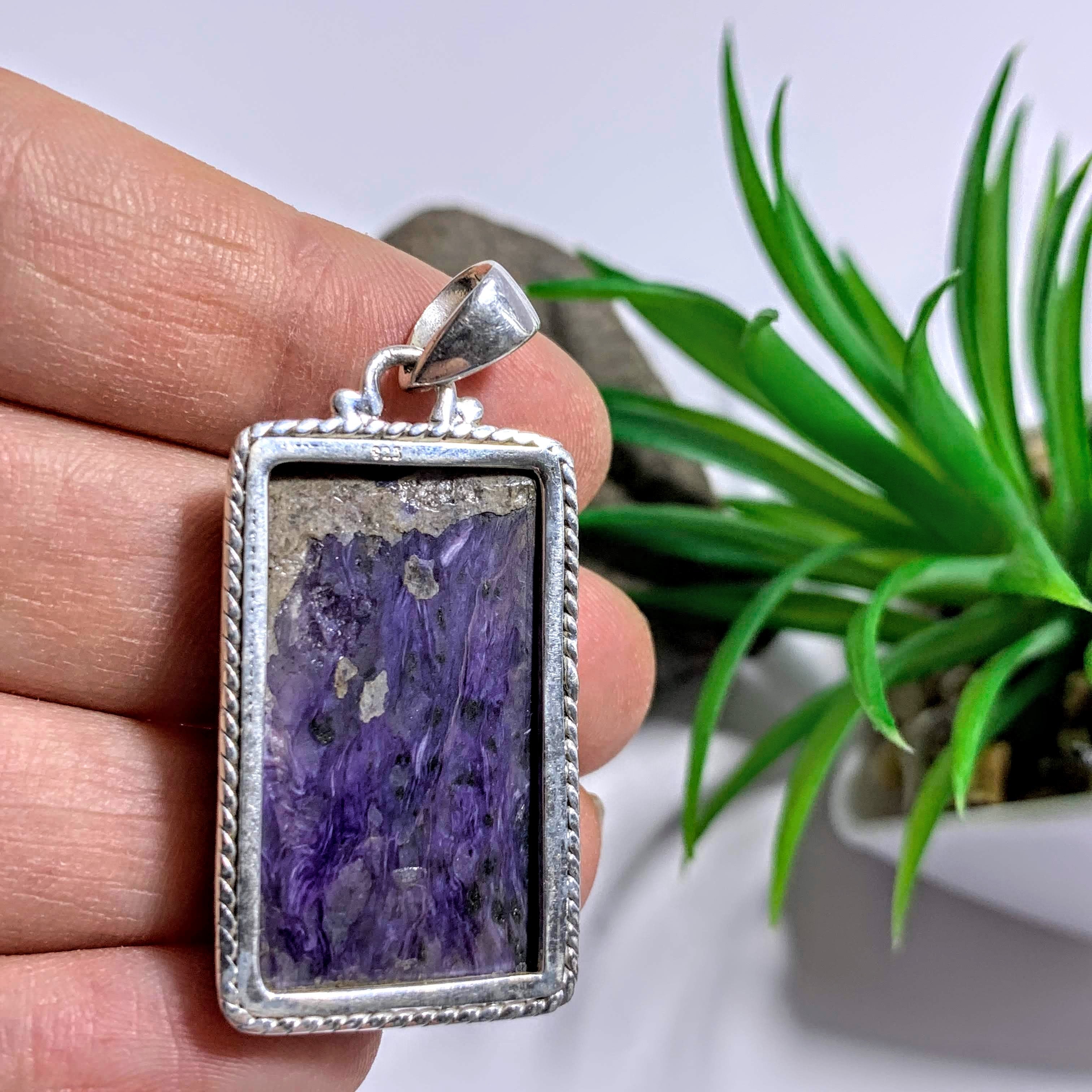 Deep Purple Charoite Pendant In Sterling Silver (Includes Silver Chain) *REDUCED* - Earth Family Crystals