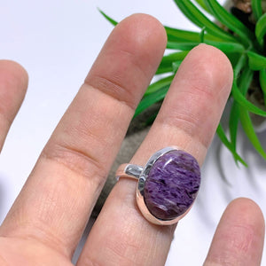 Silky Purple Charoite Ring in Sterling Silver (Size 6) - Earth Family Crystals