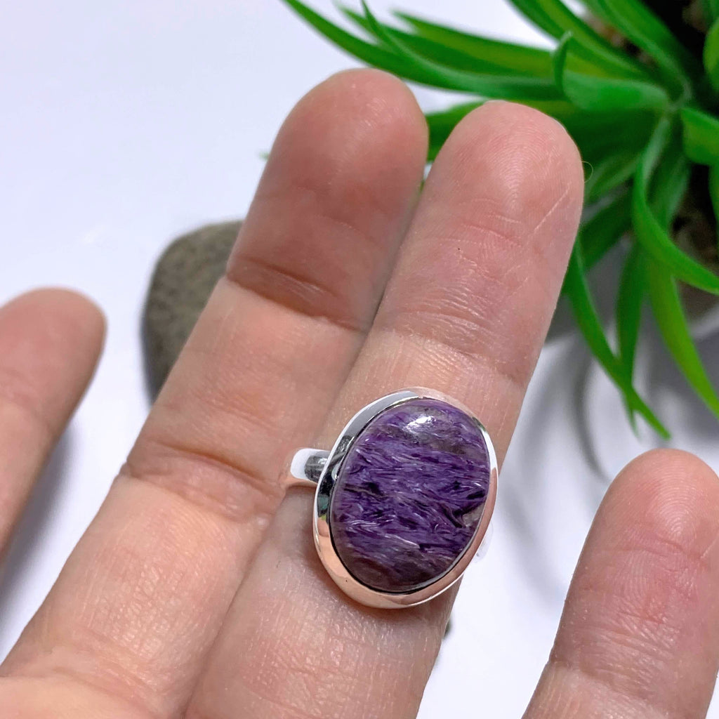 Silky Purple Charoite Ring in Sterling Silver (Size 6) - Earth Family Crystals