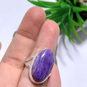 Pretty Pastel Purple Charoite Ring in Sterling Silver (Size 7) - Earth Family Crystals