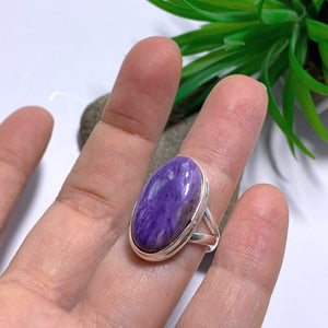 Pretty Pastel Purple Charoite Ring in Sterling Silver (Size 7) - Earth Family Crystals