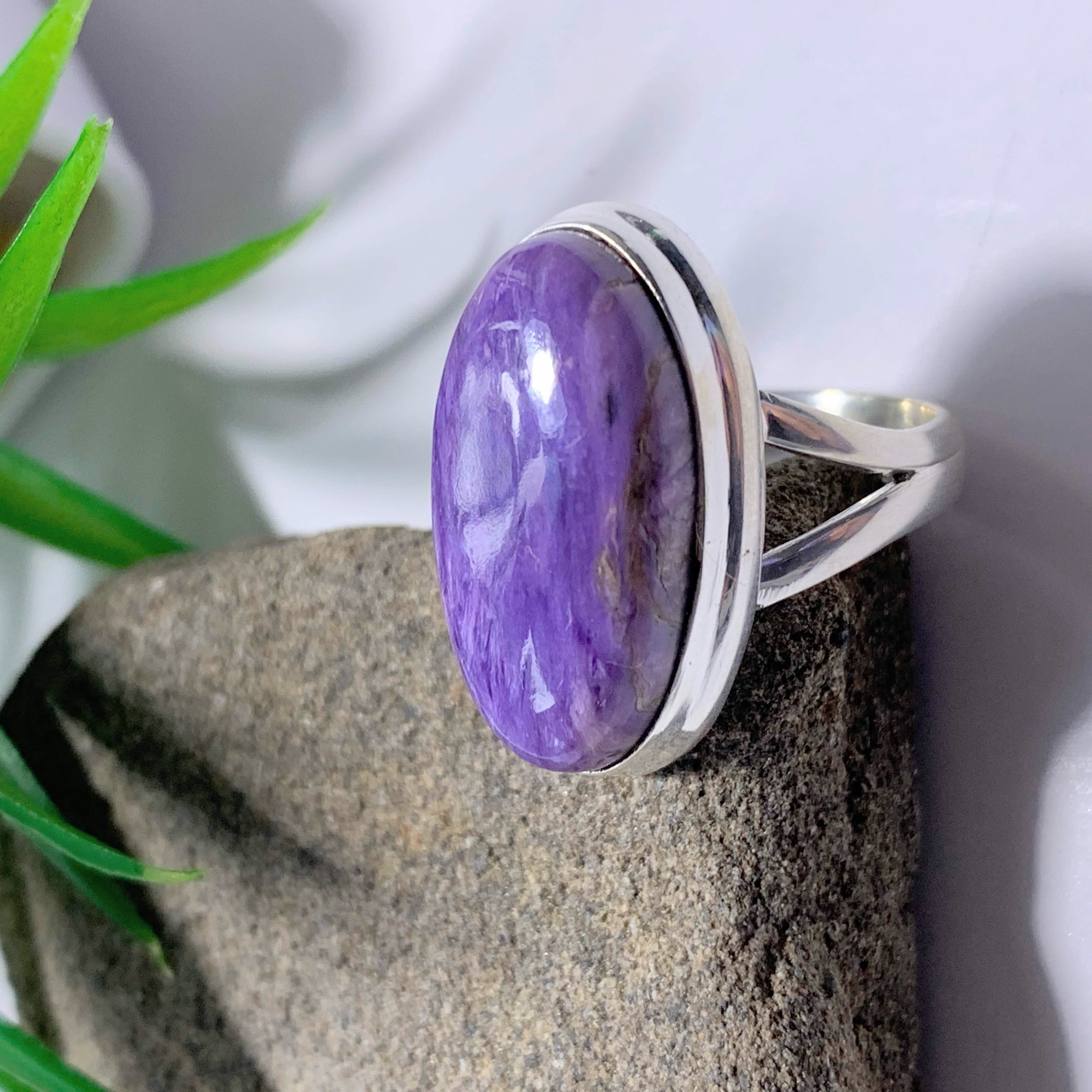 Pretty Pastel Purple Charoite Ring in Sterling Silver (Size 7) - Earth Family Crystals