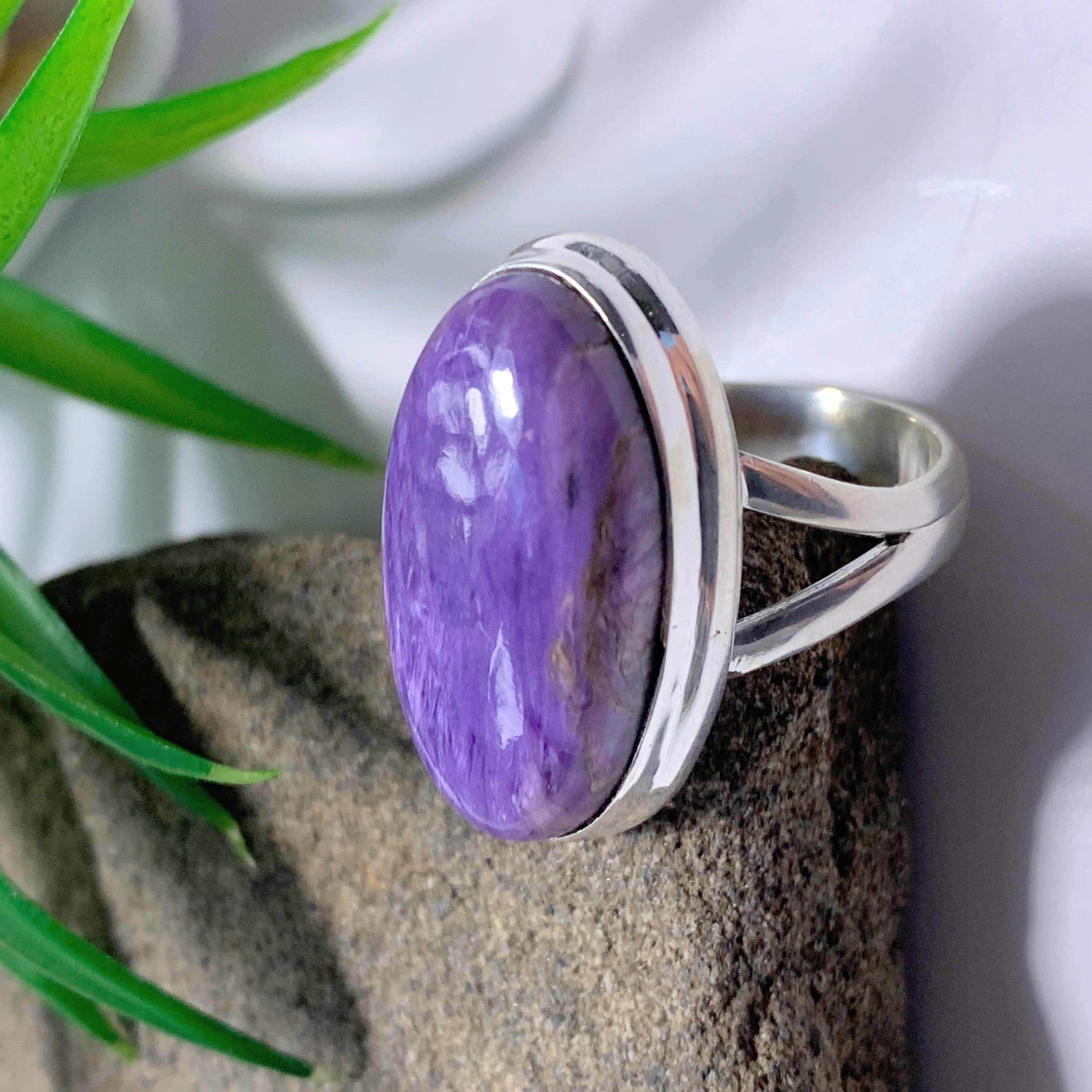 Pretty Pastel Purple Charoite Ring in Sterling Silver (Size 7) - Earth Family Crystals