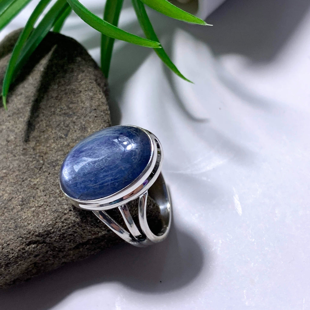 Dancing Silver Sheen Blue Kyanite Sterling Silver Ring (Size 7) - Earth Family Crystals