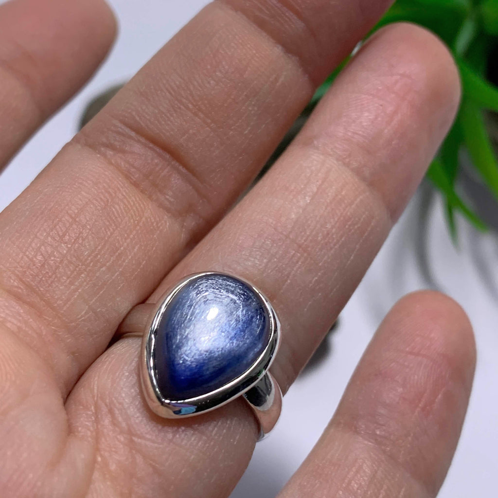 Dancing Silver Sheen Blue Kyanite Sterling Silver Ring (Size 6) - Earth Family Crystals