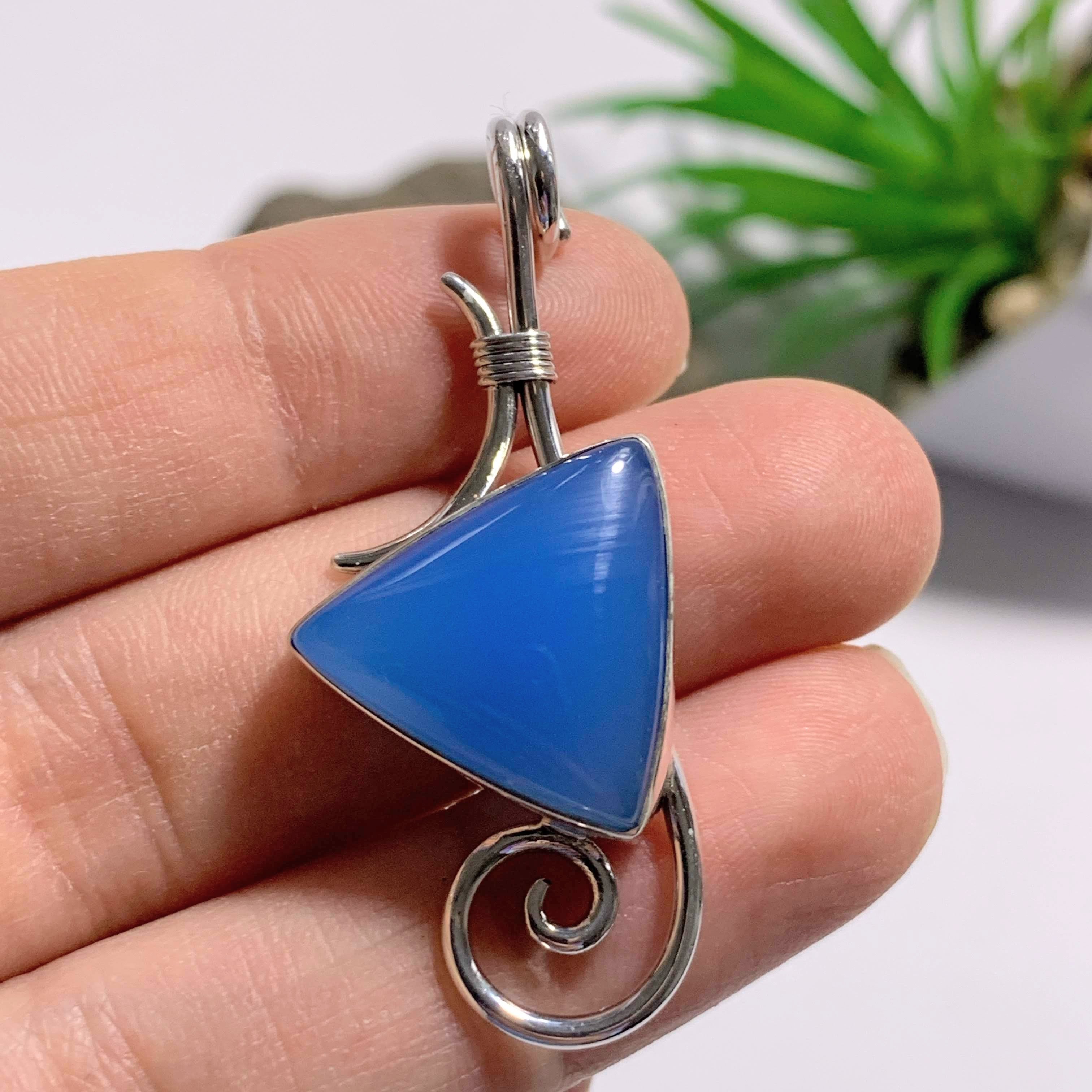 Gorgeous Blue Chalcedony Sterling Silver Pendant (Includes Silver Chain) - Earth Family Crystals