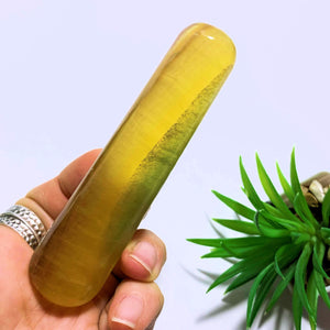 Rare Golden Yellow Fluorite Wand~Locality India #1 - Earth Family Crystals