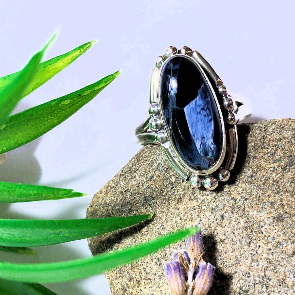 Pietersite Silky Blue Ring in Sterling Silver (Size 7 ) #2 - Earth Family Crystals