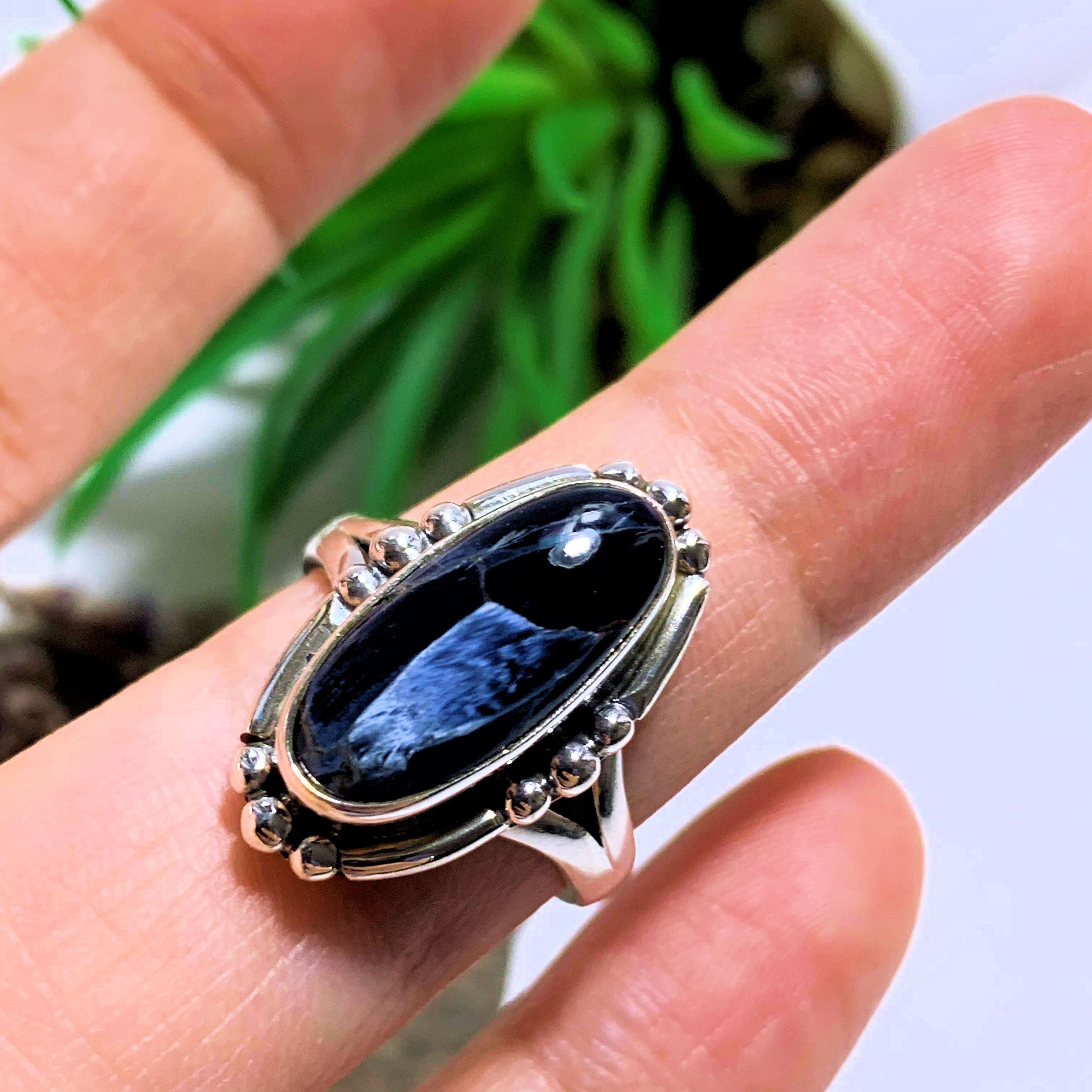 Pietersite Silky Blue Ring in Sterling Silver (Size 7 ) #2 - Earth Family Crystals