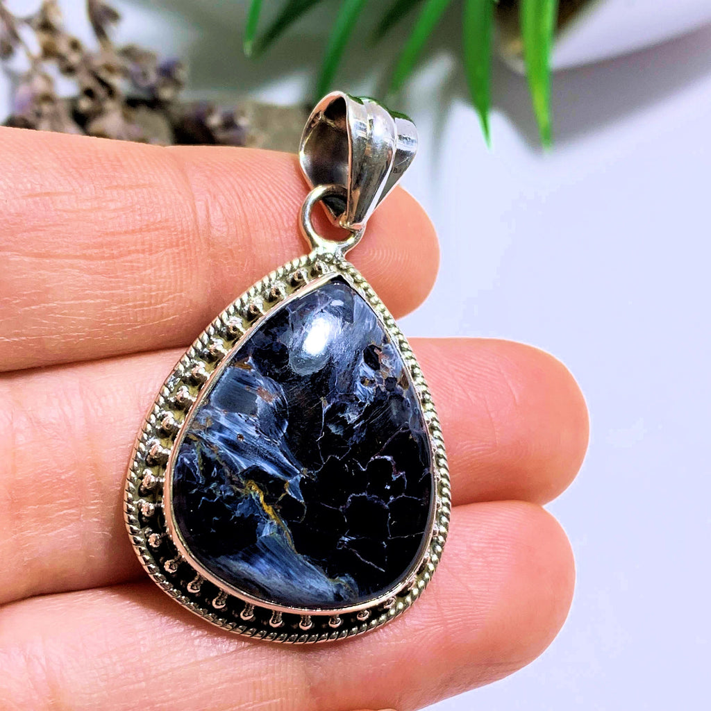 Pietersite Silky Blue Pendant in Sterling Silver (Includes Silver Chain) #1 - Earth Family Crystals