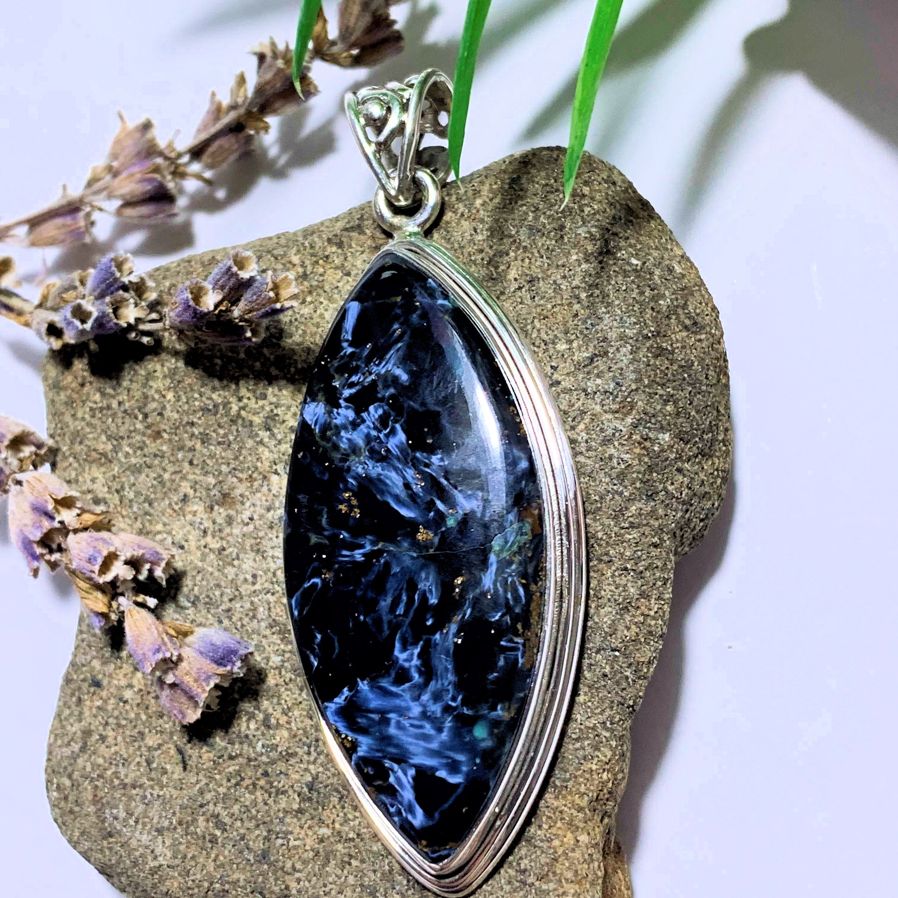 Pietersite Silky Blue Pendant in Sterling Silver (Includes Silver Chain) #4 - Earth Family Crystals
