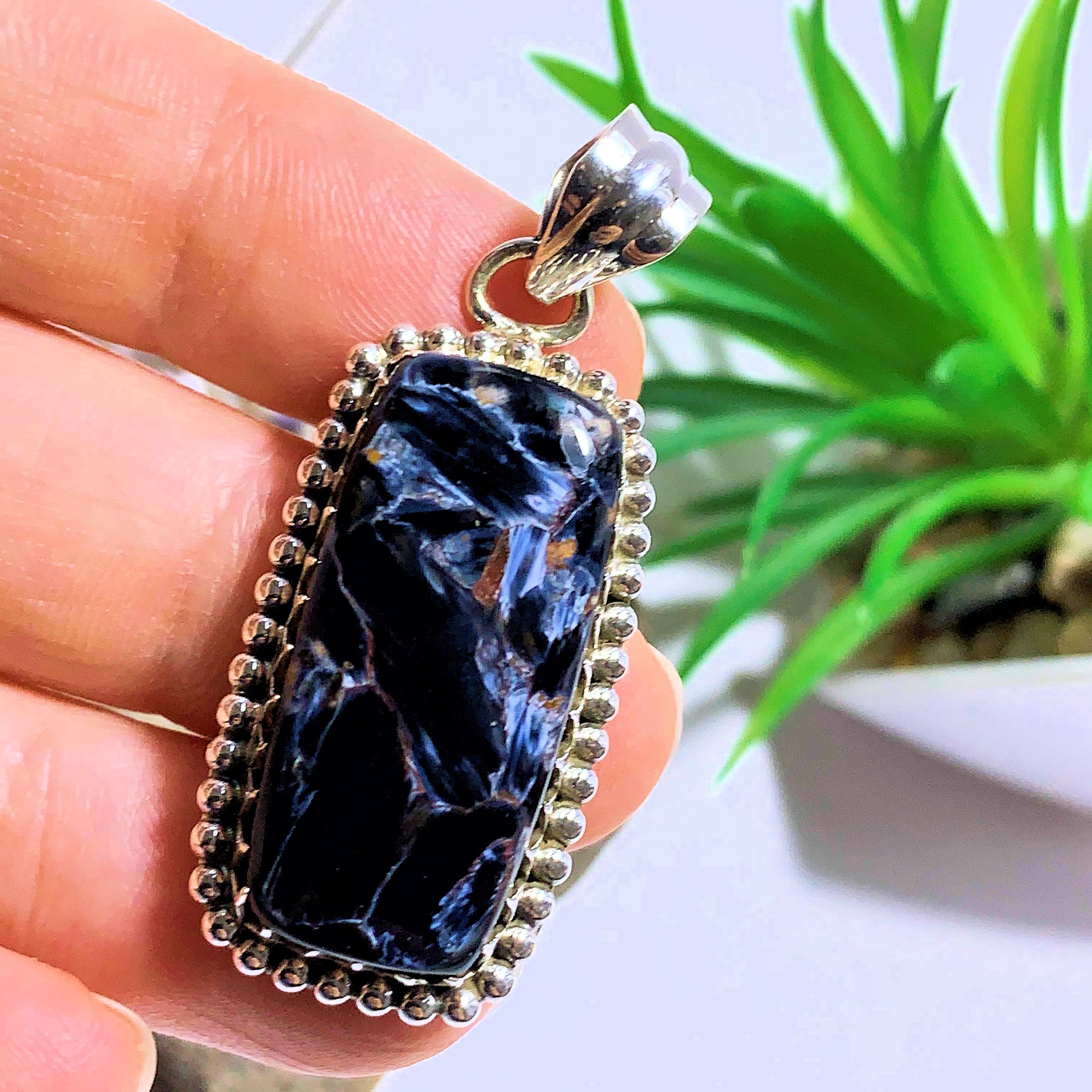 Pietersite Silky Blue Pendant in Sterling Silver (Includes Silver Chain) #5 - Earth Family Crystals