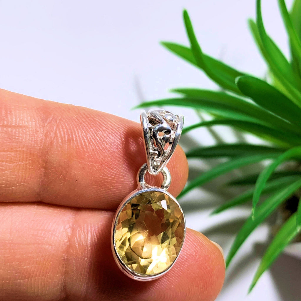 Faceted Golden Citrine Sterling Silver Pendant (Includes Silver Chain) #1 - Earth Family Crystals