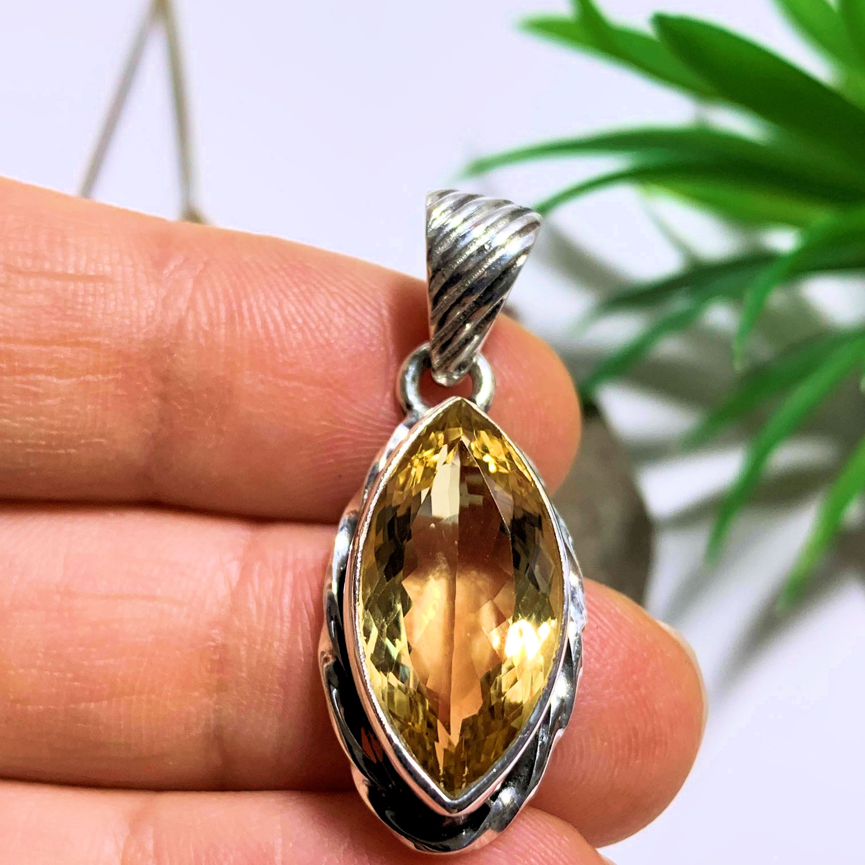 Faceted Golden Citrine Sterling Silver Pendant (Includes Silver Chain) #2 - Earth Family Crystals