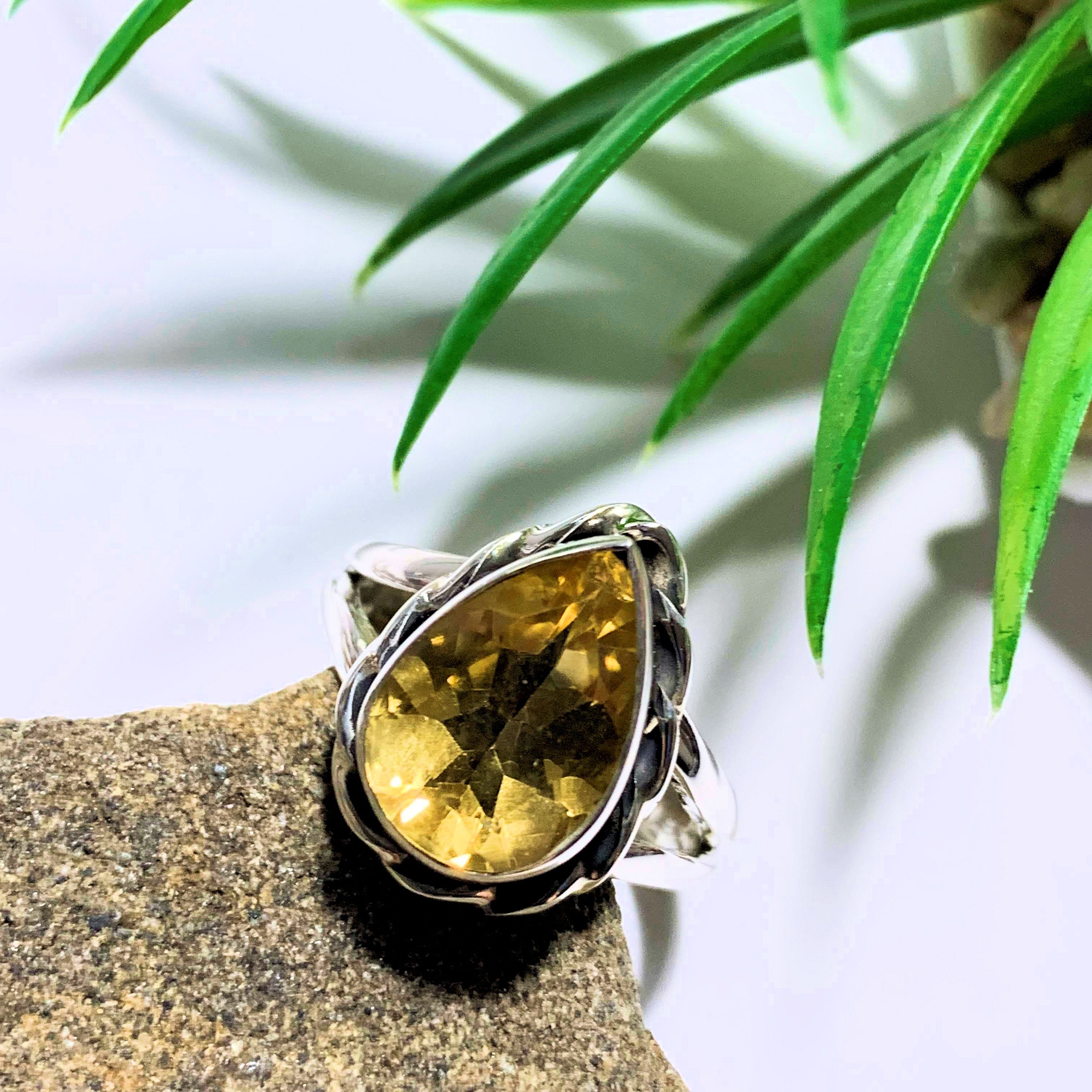 Citrine Faceted Ring in Sterling Silver (Size 8) - Earth Family Crystals