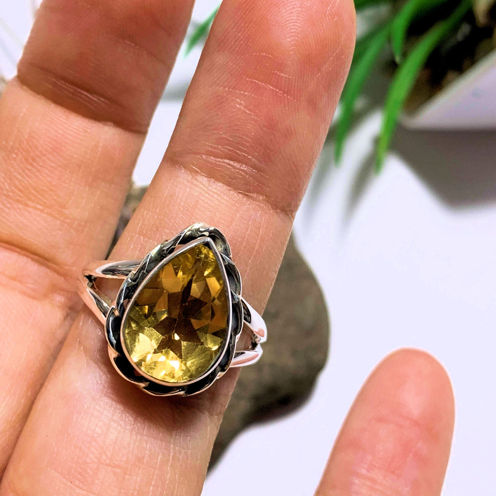 Citrine Faceted Ring in Sterling Silver (Size 8) - Earth Family Crystals